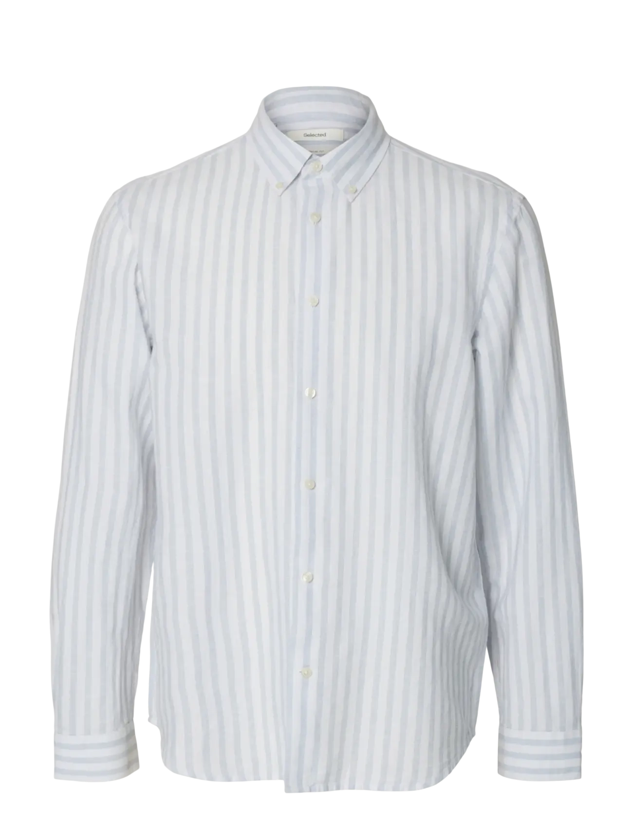 Selected SLHREGCLAY LINEN BLEND BD LS SHIRT - Winter deals - DUSTY BLUE / white