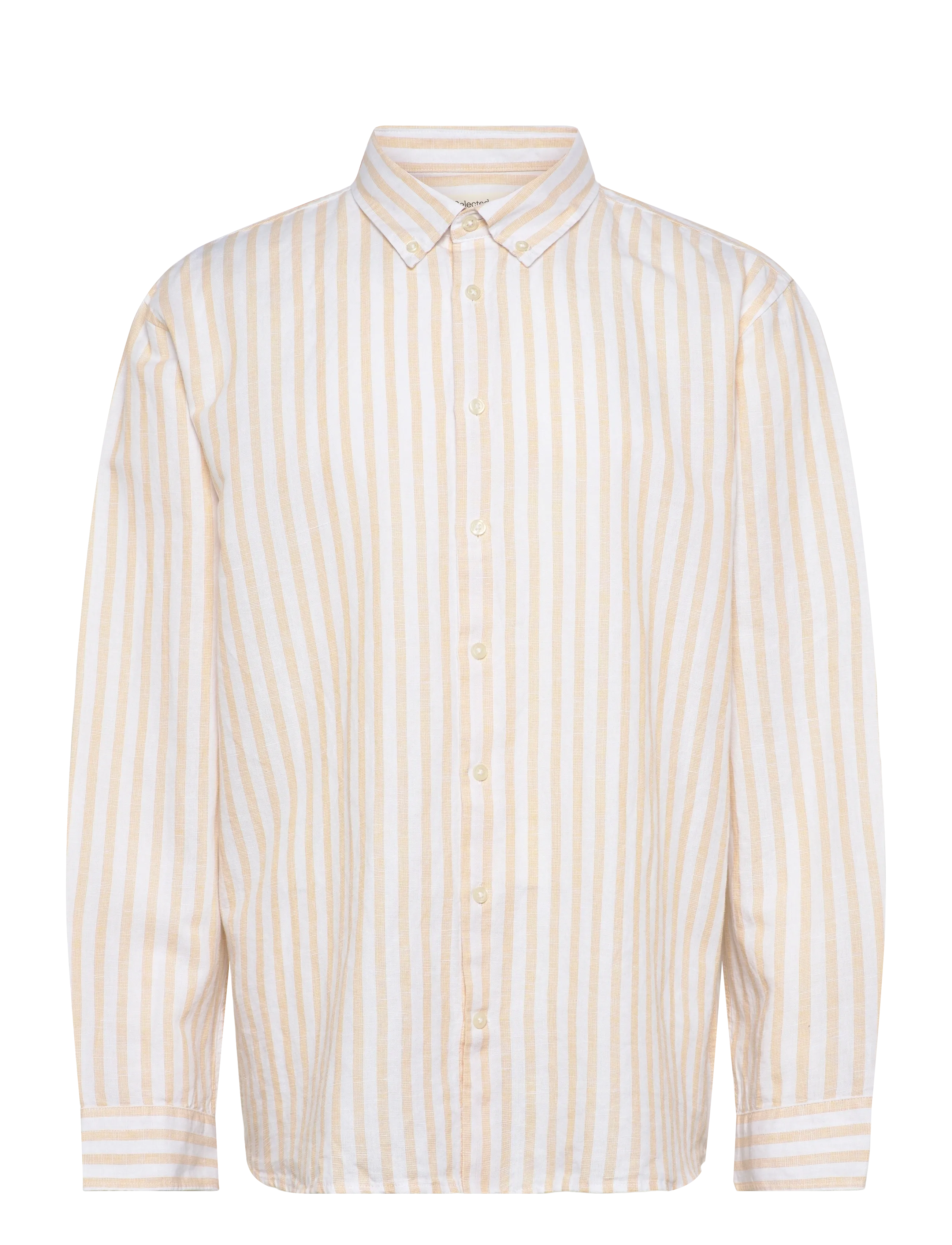Selected SLHREGCLAY LINEN BLEND BD LS SHIRT - Linnekläder - OCHRE / yellow