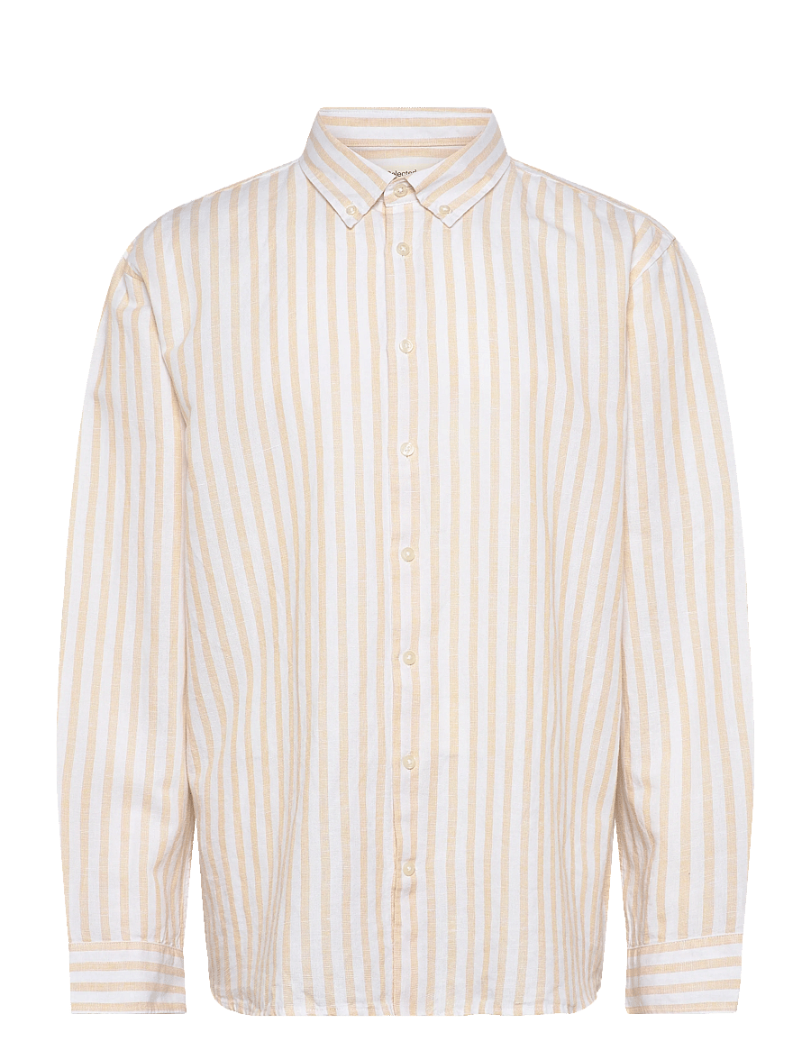 Selected - SLHREGCLAY LINEN BLEND BD LS SHIRT - casual skjorter - ochre - 0