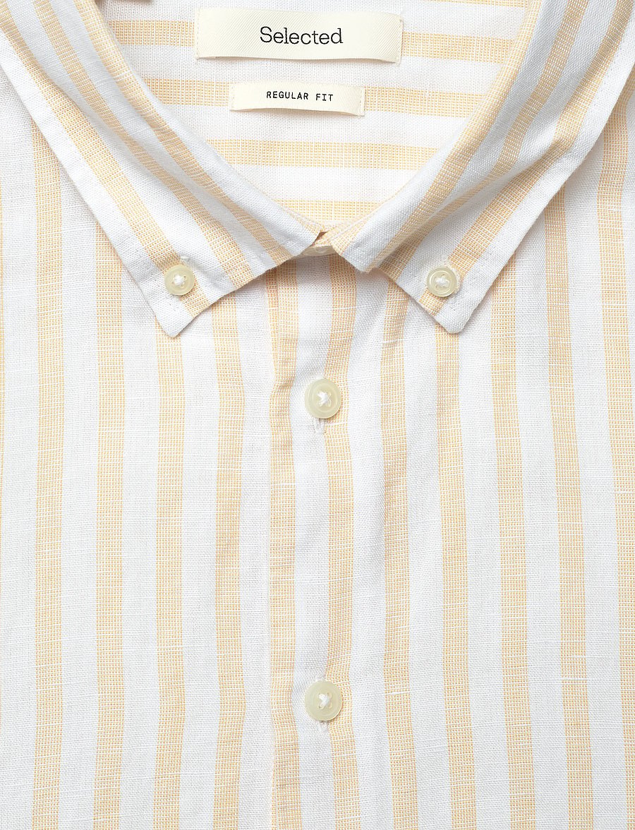 Selected - SLHREGCLAY LINEN BLEND BD LS SHIRT - casual skjorter - ochre - 2