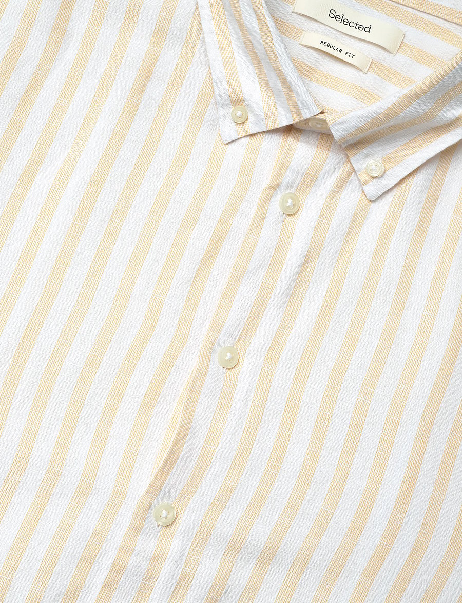 Selected - SLHREGCLAY LINEN BLEND BD LS SHIRT - casual skjorter - ochre - 3