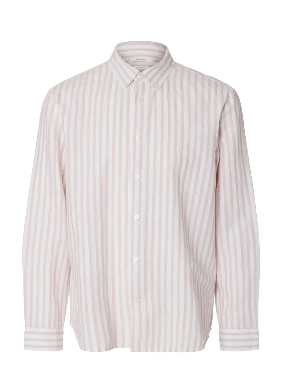 Selected - SLHREGCLAY LINEN BLEND BD LS SHIRT - casual skjorter - rose dawn - 0