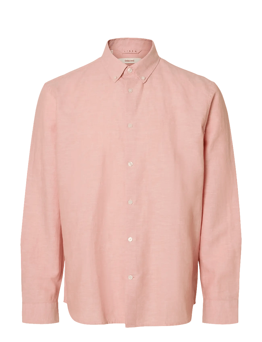 Selected - SLHREGCLAY LINEN BLEND BD LS SHIRT - casual skjorter - rose dawn - 0