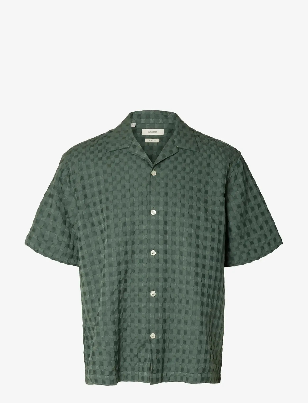 Selected - SLHRLXMONTY TEXTURE SS SHIRT - lühikeste varrukatega särgid - balsam green - 1