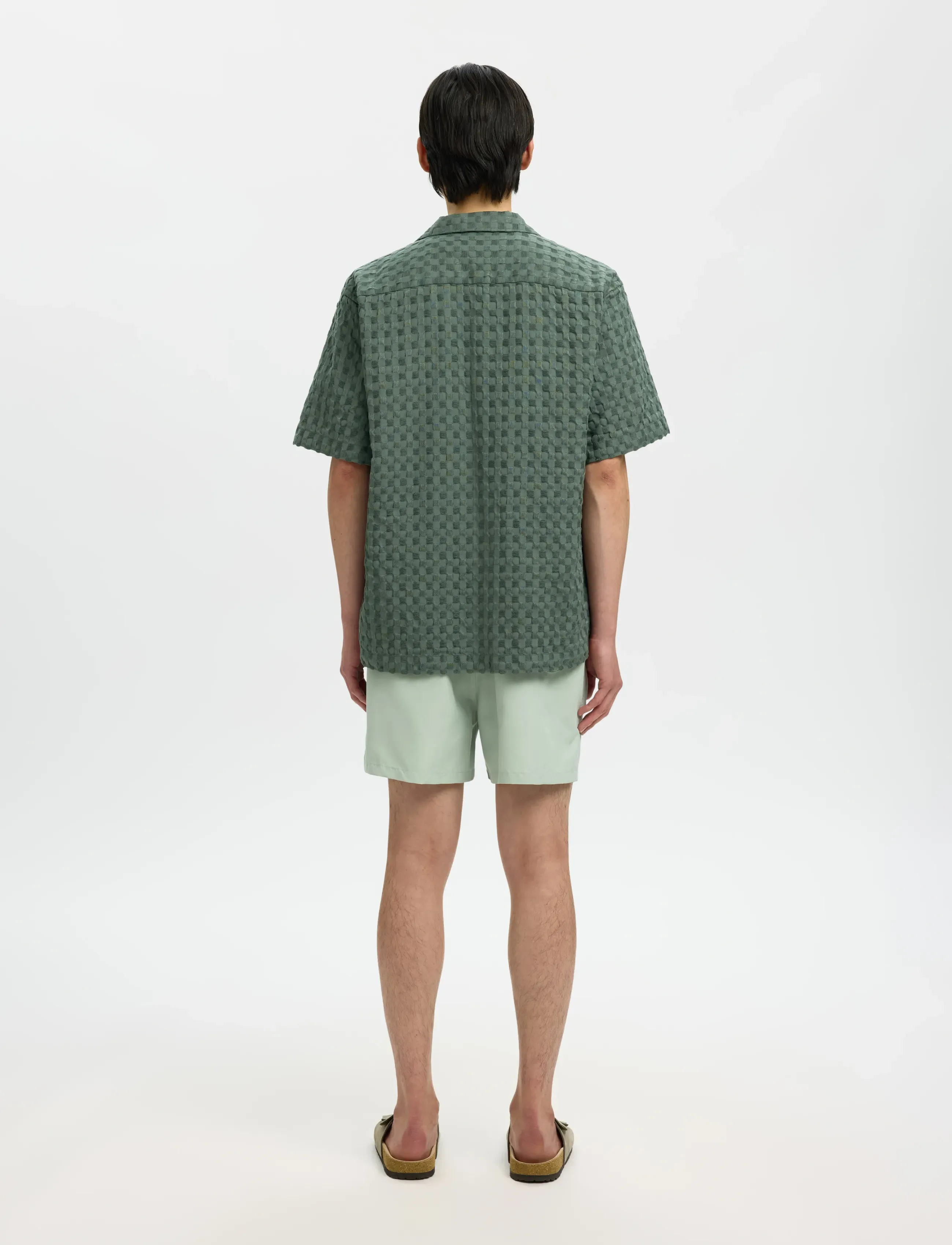 Selected - SLHRLXMONTY TEXTURE SS SHIRT - kortærmede skjorter - balsam green - 2