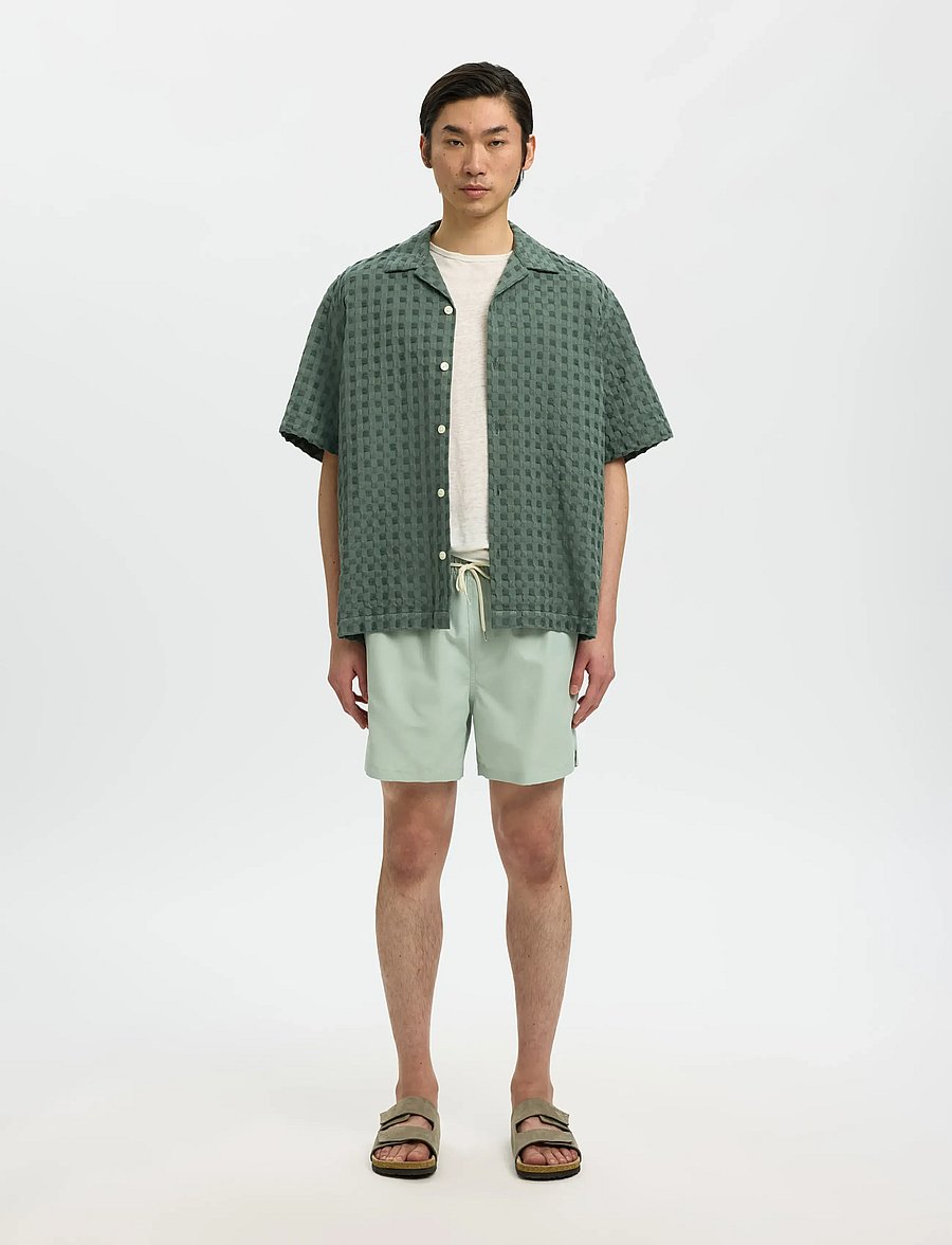 Selected - SLHRLXMONTY TEXTURE SS SHIRT - overhemden met korte mouw - balsam green - 3