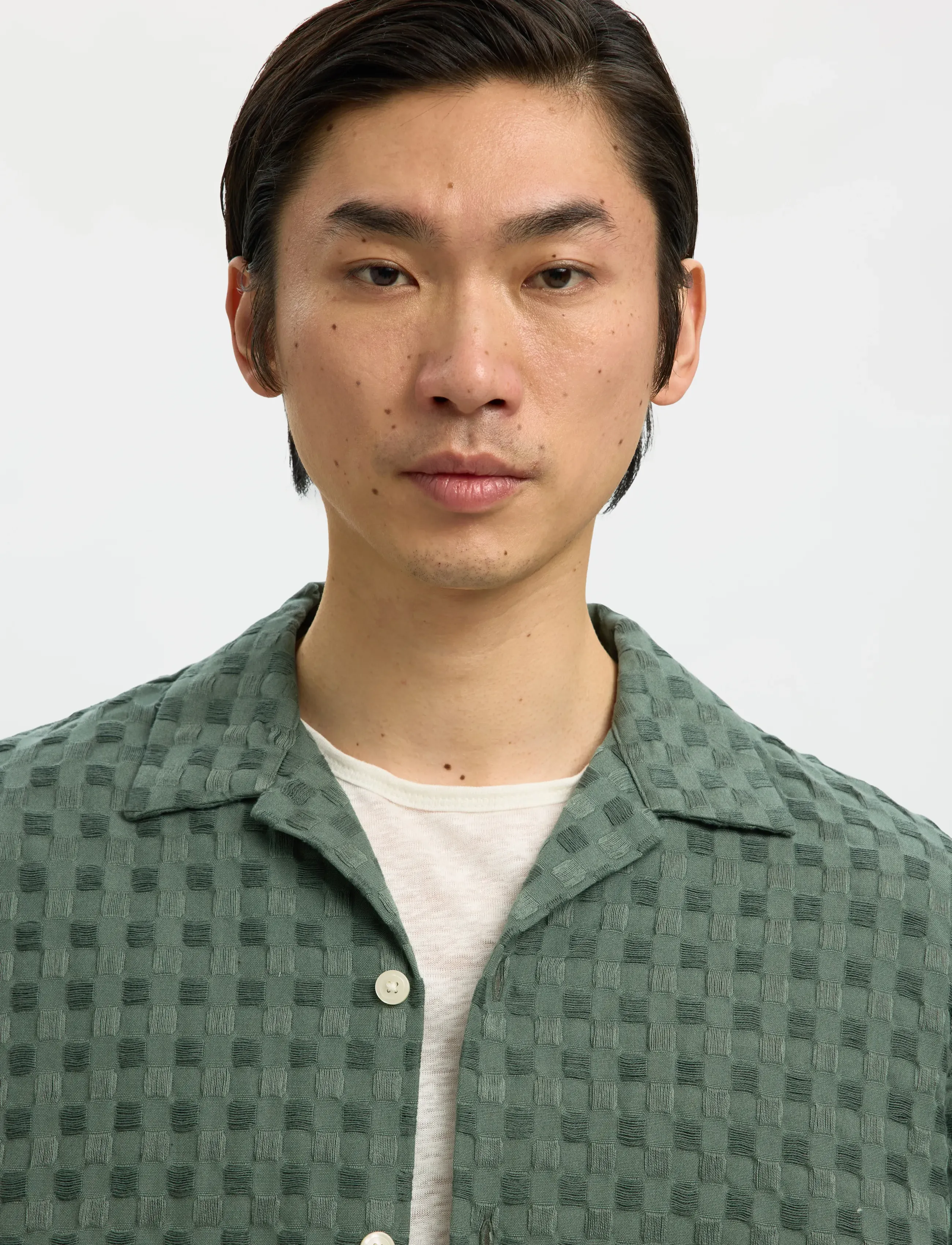 Selected - SLHRLXMONTY TEXTURE SS SHIRT - overhemden met korte mouw - balsam green - 4