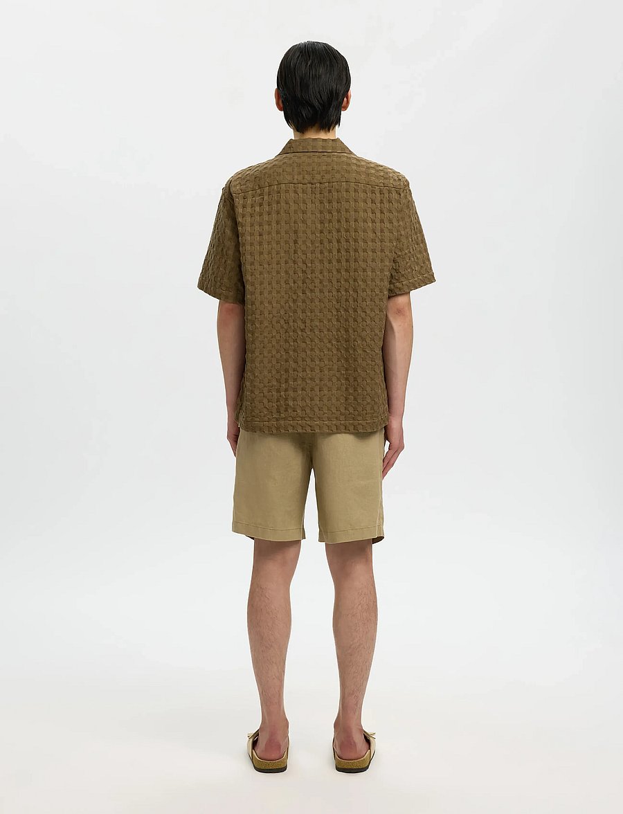 Selected - SLHRLXMONTY TEXTURE SS SHIRT - kurzarmhemden - chocolate chip - 2