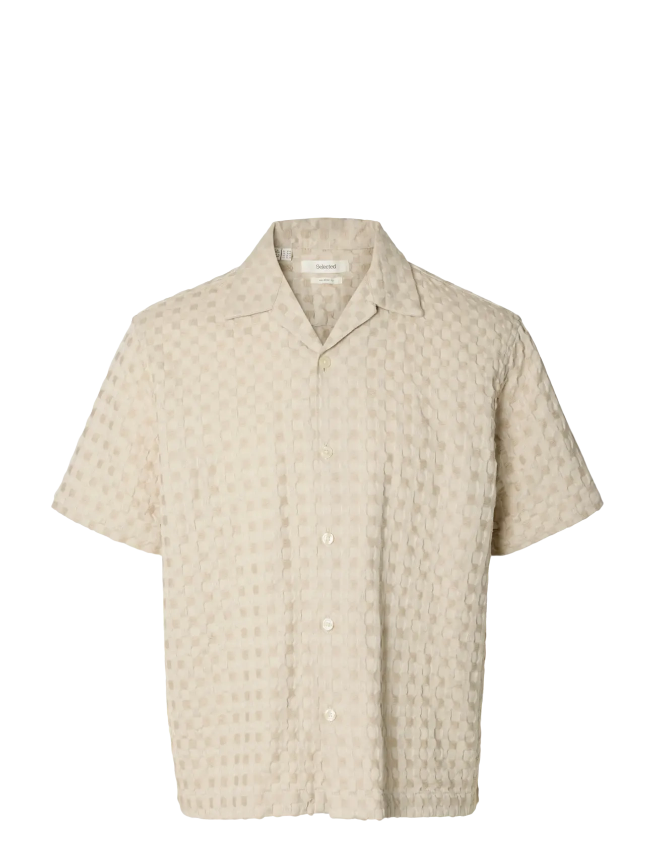 Selected SLHRLXMONTY TEXTURE SS SHIRT - Skjorter - OATMEAL / beige