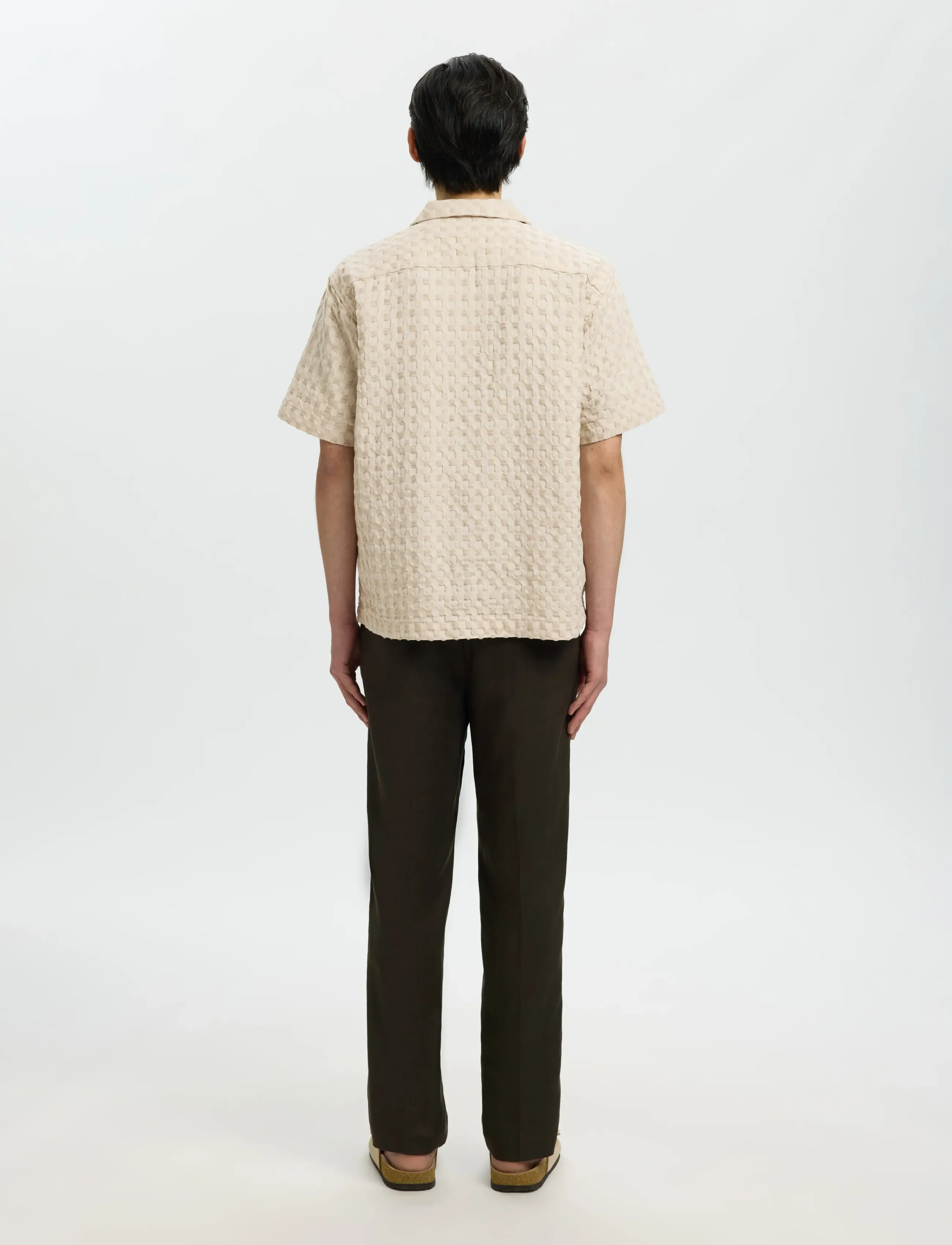 Selected - SLHRLXMONTY TEXTURE SS SHIRT - kortærmede skjorter - oatmeal - 2