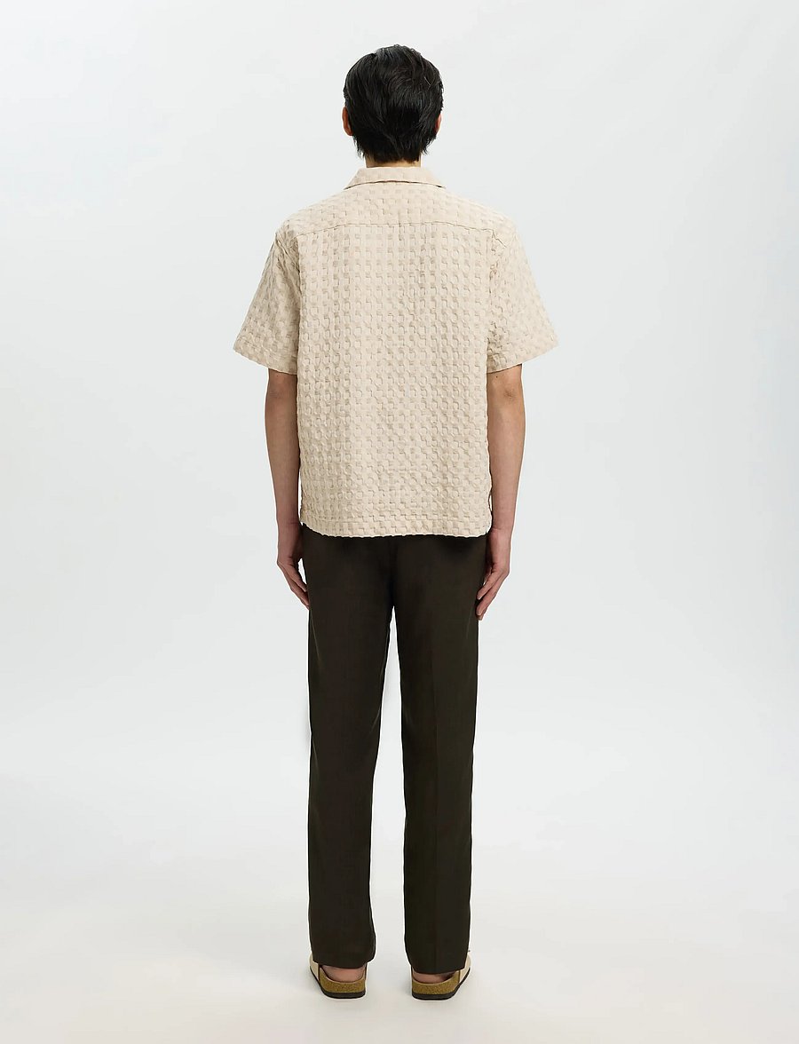 Selected - SLHRLXMONTY TEXTURE SS SHIRT - kurzarmhemden - oatmeal - 2