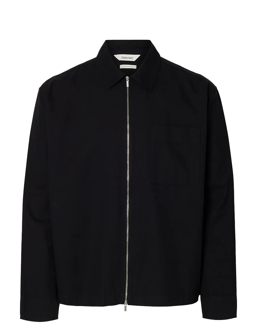 Selected - SLHRLXDAVID MIX ZIP OVERSHIRT - höstjackor - black - 1