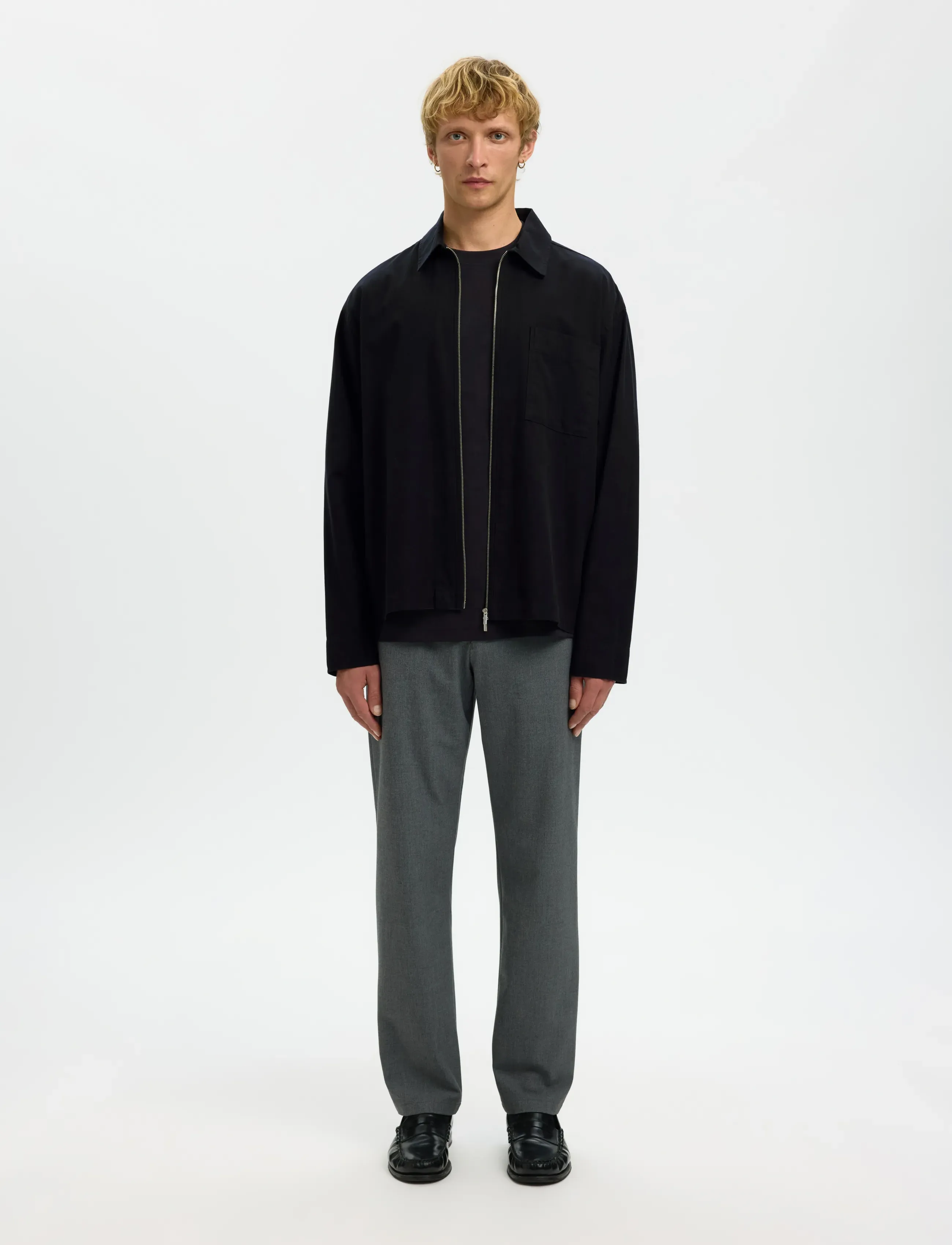 Selected - SLHRLXDAVID MIX ZIP OVERSHIRT - forårsjakker - black - 3