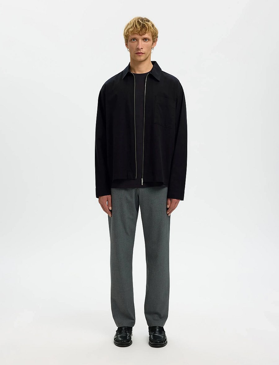 Selected - SLHRLXDAVID MIX ZIP OVERSHIRT - höstjackor - black - 3