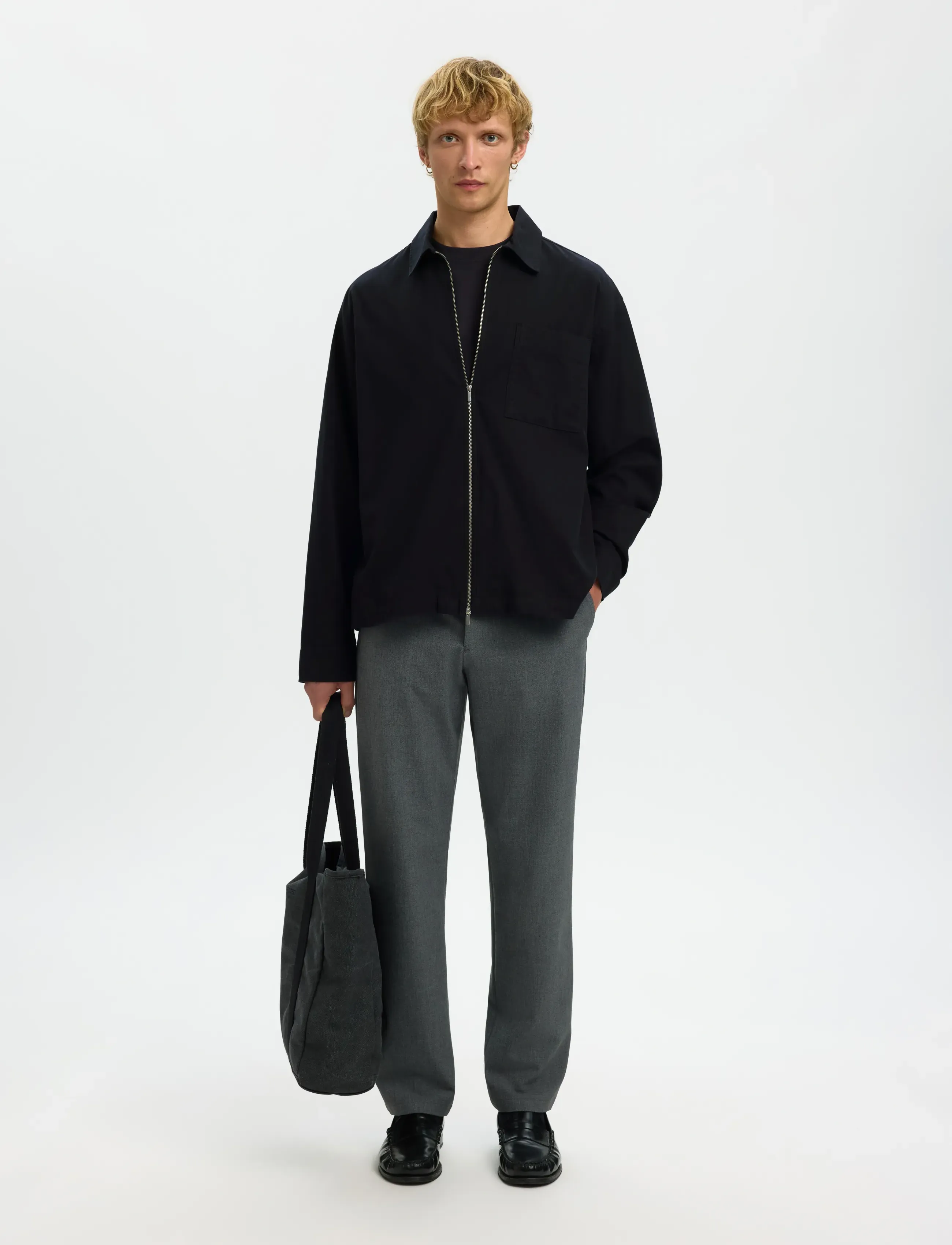 Selected - SLHRLXDAVID MIX ZIP OVERSHIRT - forårsjakker - black - 4