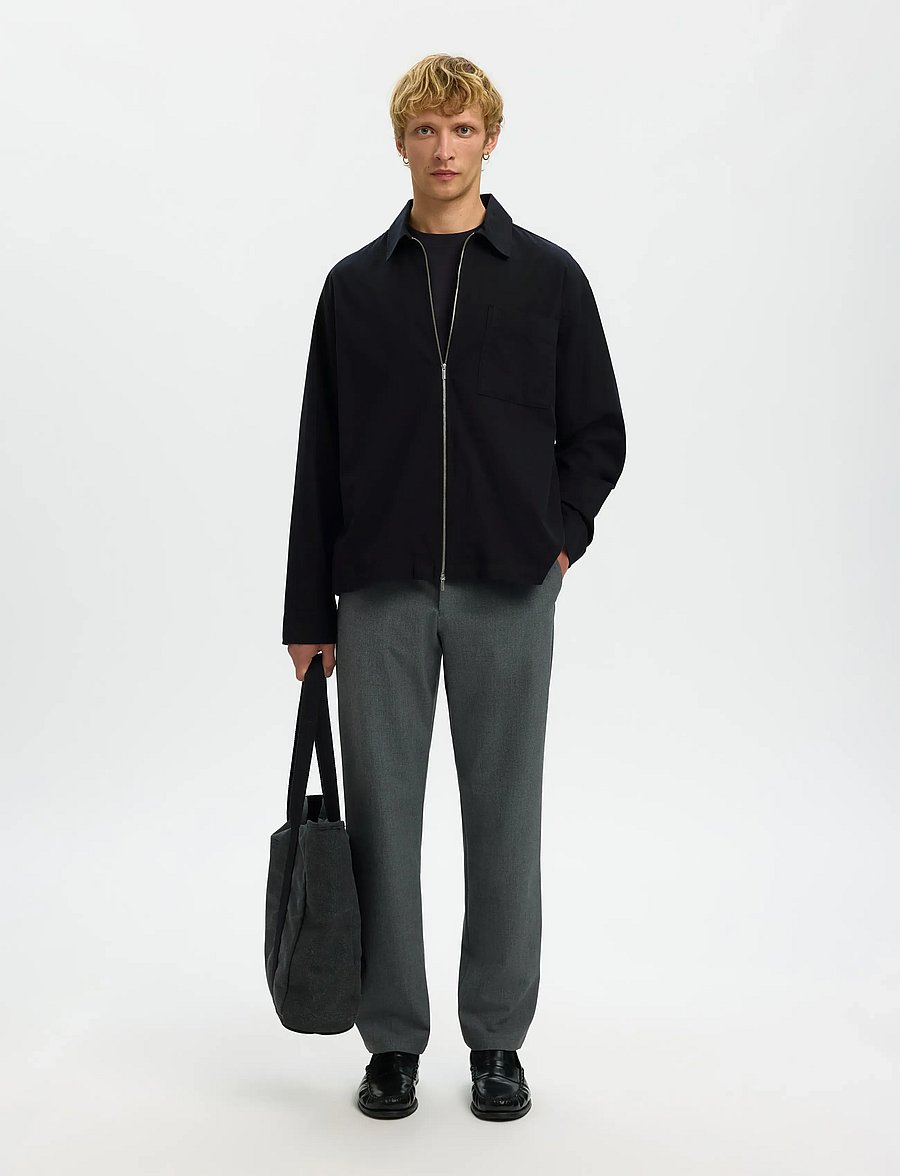 Selected - SLHRLXDAVID MIX ZIP OVERSHIRT - höstjackor - black - 4