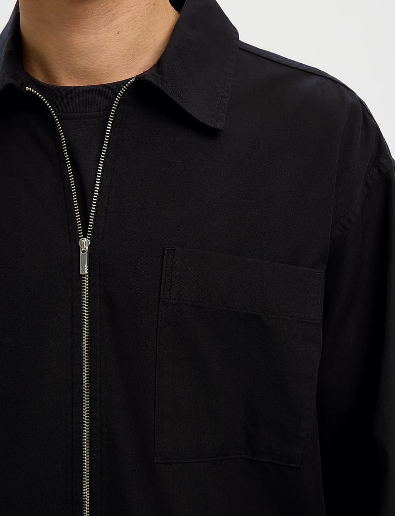 Selected - SLHRLXDAVID MIX ZIP OVERSHIRT - forårsjakker - black - 5