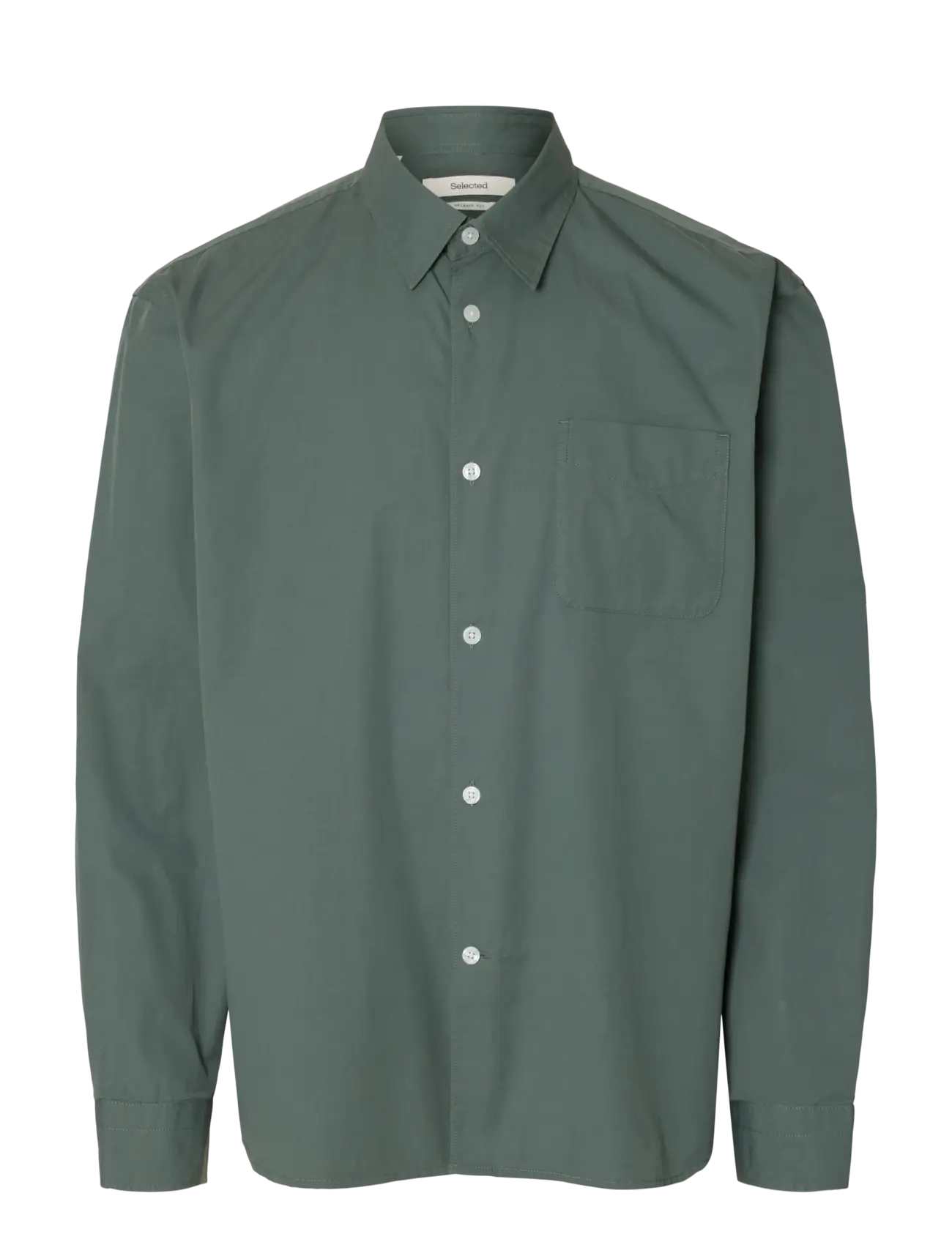Selected SLHRLXDEXTER POPLIN LOGO LS SHIRT - Tanktops - BALSAM GREEN / green