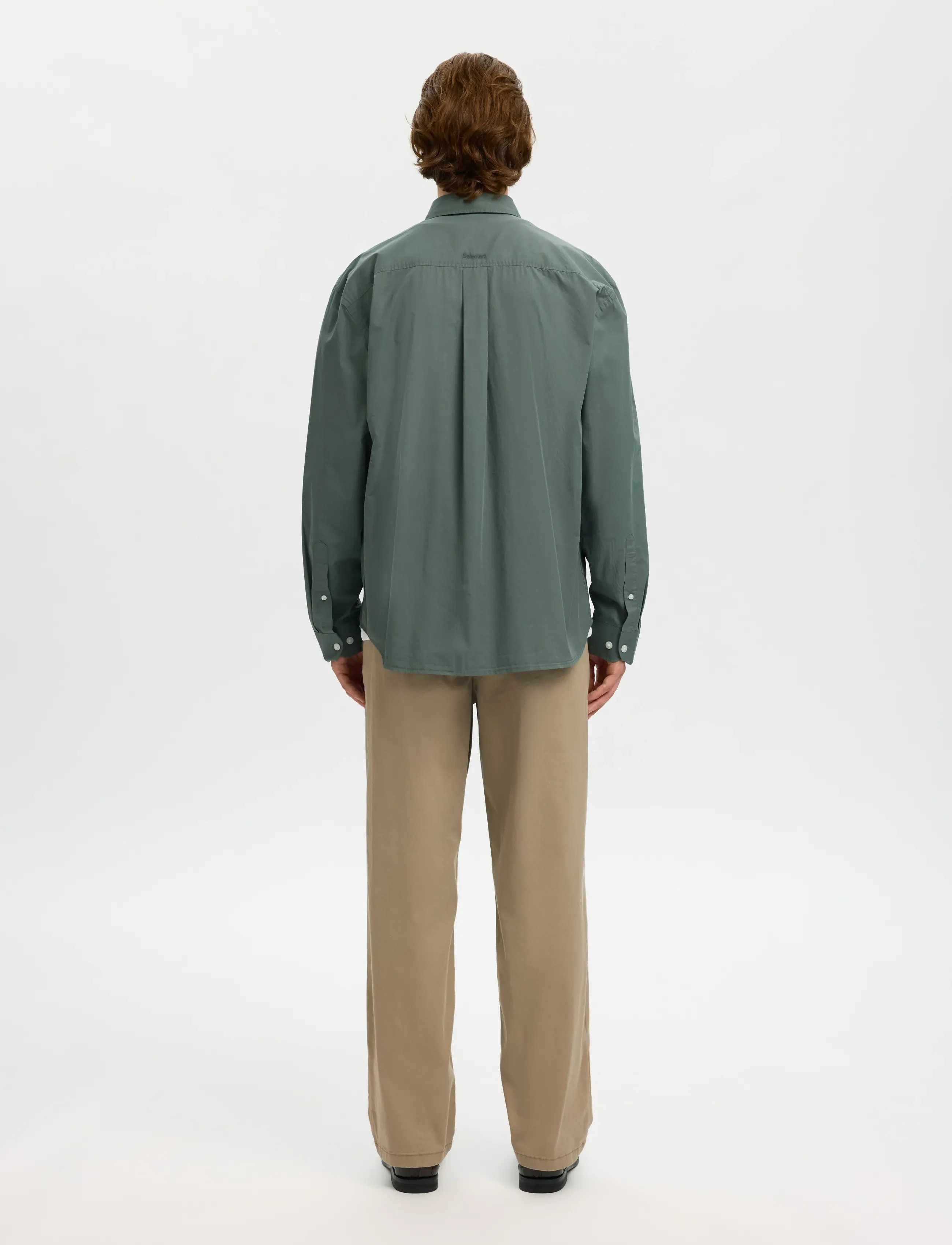Selected - SLHRLXDEXTER POPLIN LOGO LS SHIRT - casual hemden - balsam green - 2