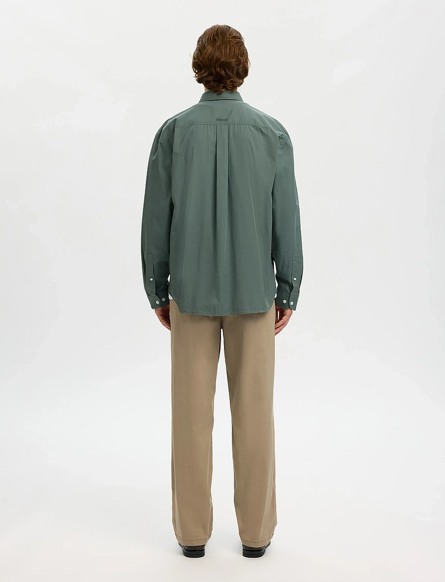 Selected - SLHRLXDEXTER POPLIN LOGO LS SHIRT - casual hemden - balsam green - 2