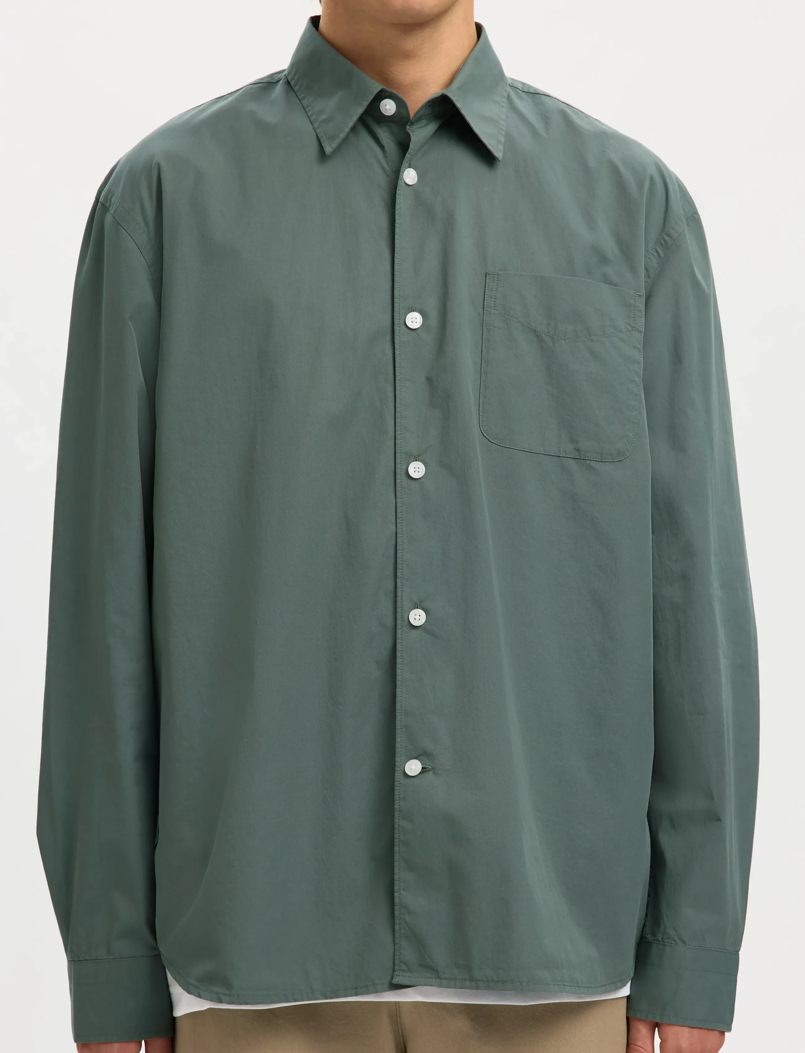 Selected - SLHRLXDEXTER POPLIN LOGO LS SHIRT - casual hemden - balsam green - 4