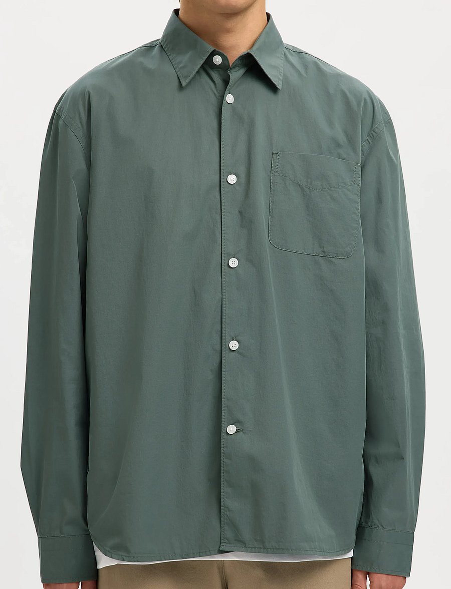 Selected - SLHRLXDEXTER POPLIN LOGO LS SHIRT - casual hemden - balsam green - 4