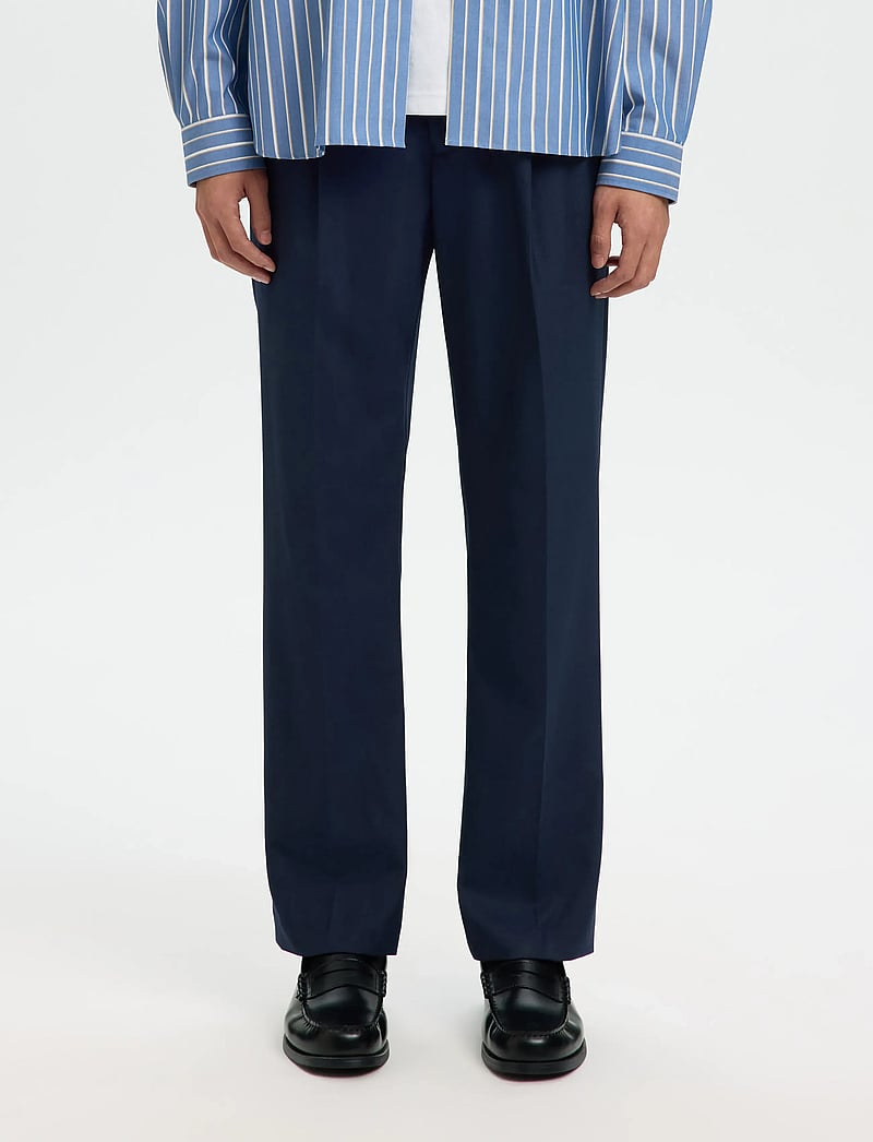 Selected - SLH196-STRAIGHT OTTO LEO WOOL BLND PANT - Ülikonnapüksid - sky captain - 0