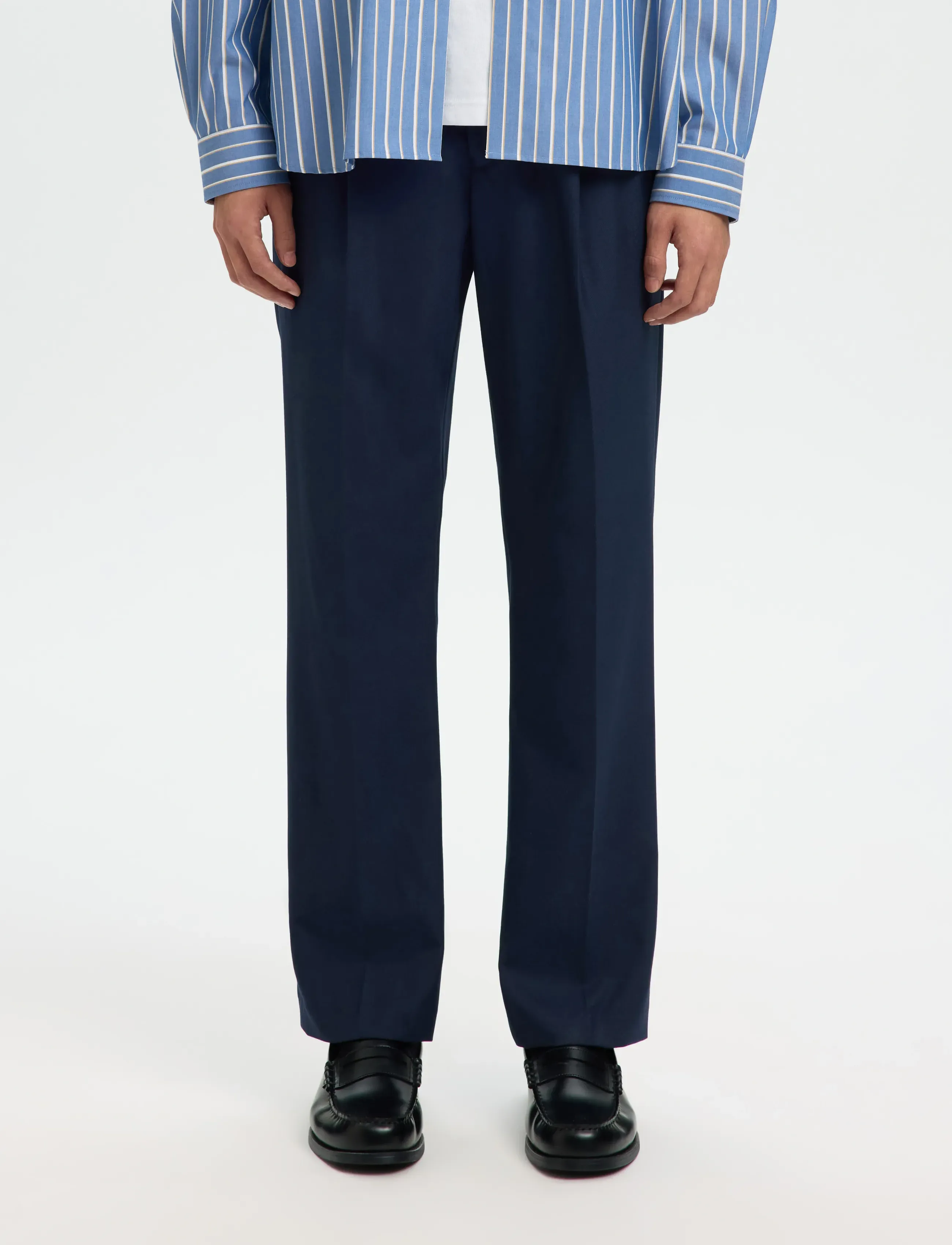 Selected - SLH196-STRAIGHT OTTO LEO WOOL BLND PANT - habitbukser - sky captain - 0