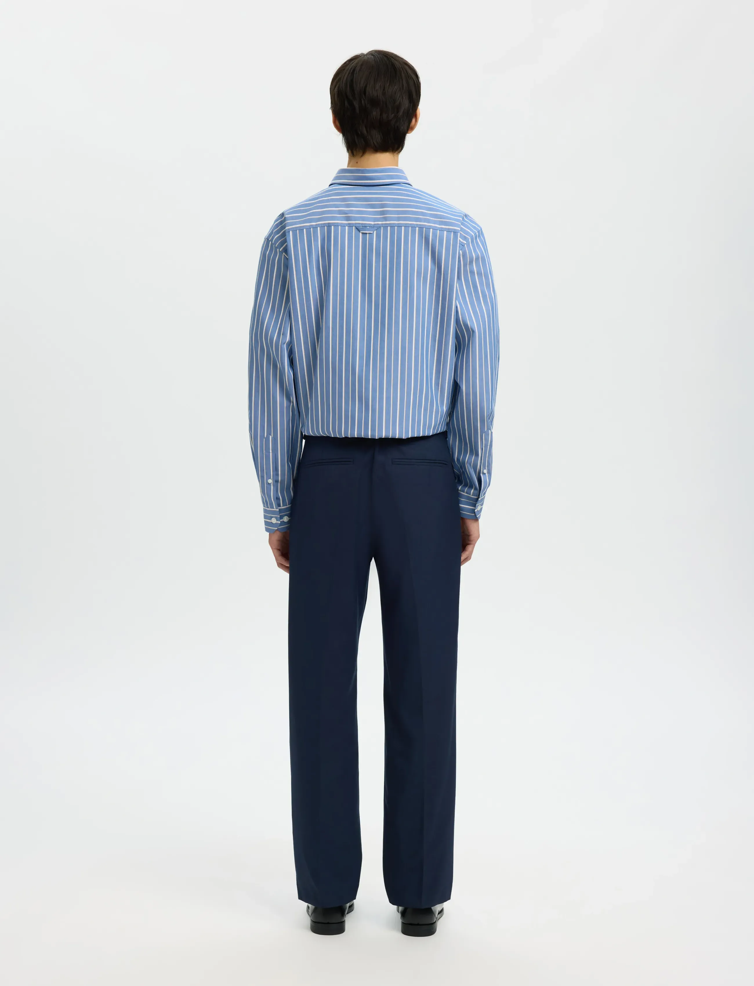 Selected - SLH196-STRAIGHT OTTO LEO WOOL BLND PANT - habitbukser - sky captain - 2
