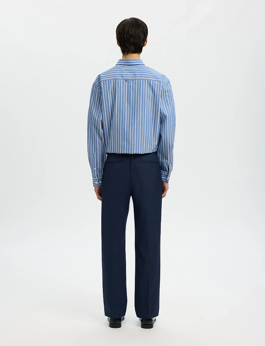 Selected - SLH196-STRAIGHT OTTO LEO WOOL BLND PANT - habitbukser - sky captain - 2