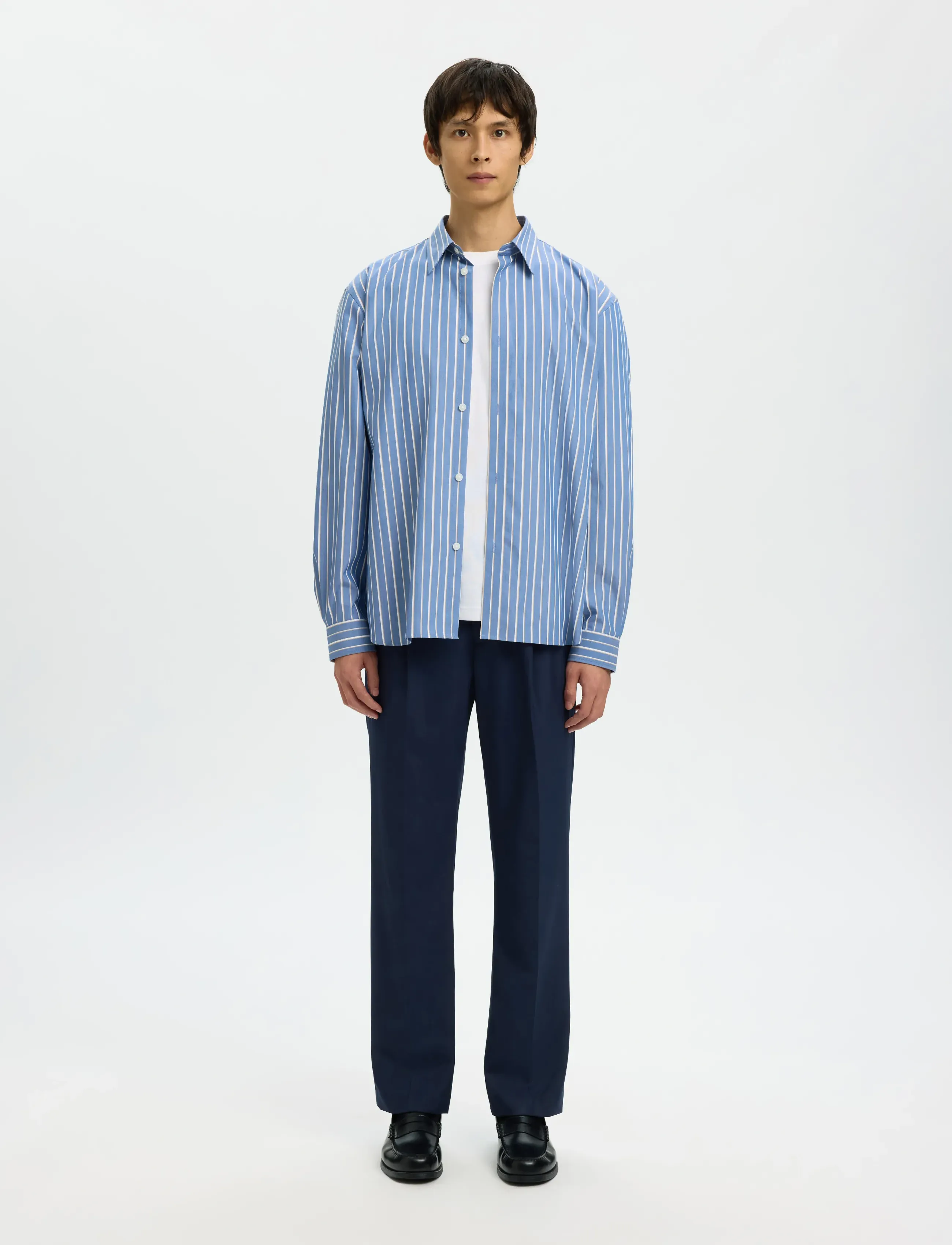 Selected - SLH196-STRAIGHT OTTO LEO WOOL BLND PANT - habitbukser - sky captain - 3