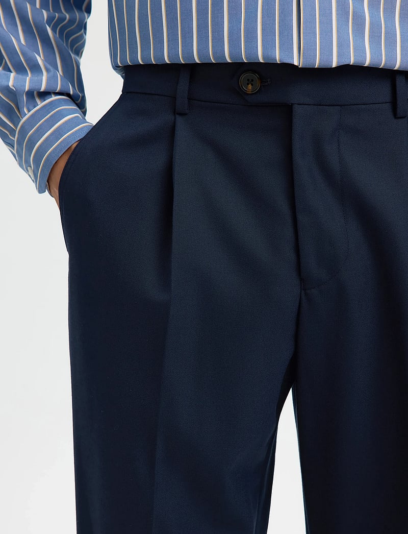 Selected - SLH196-STRAIGHT OTTO LEO WOOL BLND PANT - Ülikonnapüksid - sky captain - 4