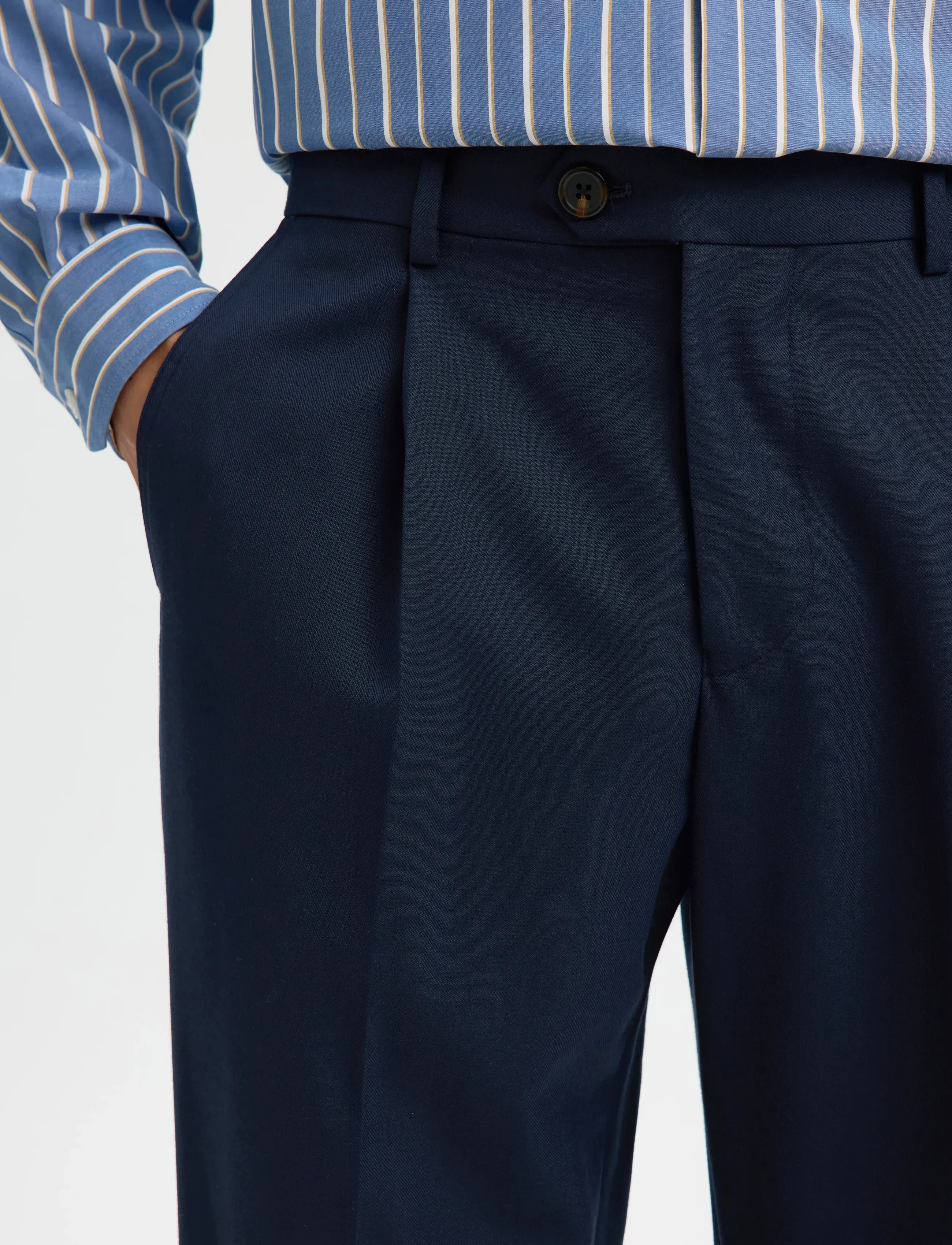 Selected - SLH196-STRAIGHT OTTO LEO WOOL BLND PANT - habitbukser - sky captain - 4