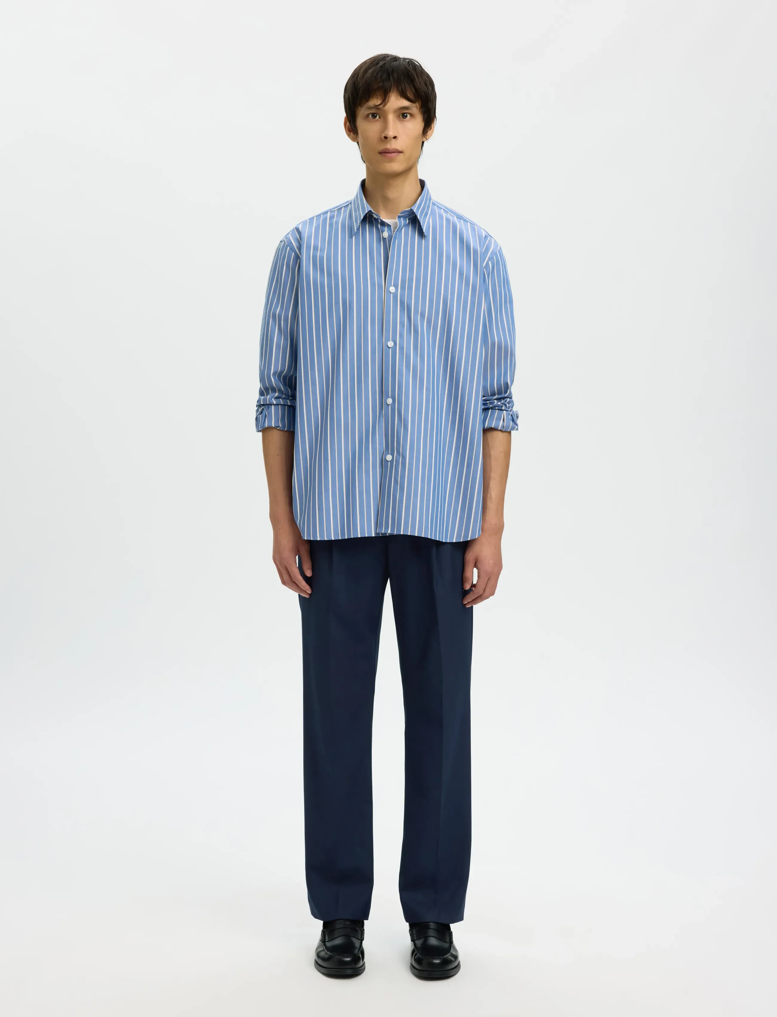 Selected - SLH196-STRAIGHT OTTO LEO WOOL BLND PANT - habitbukser - sky captain - 5