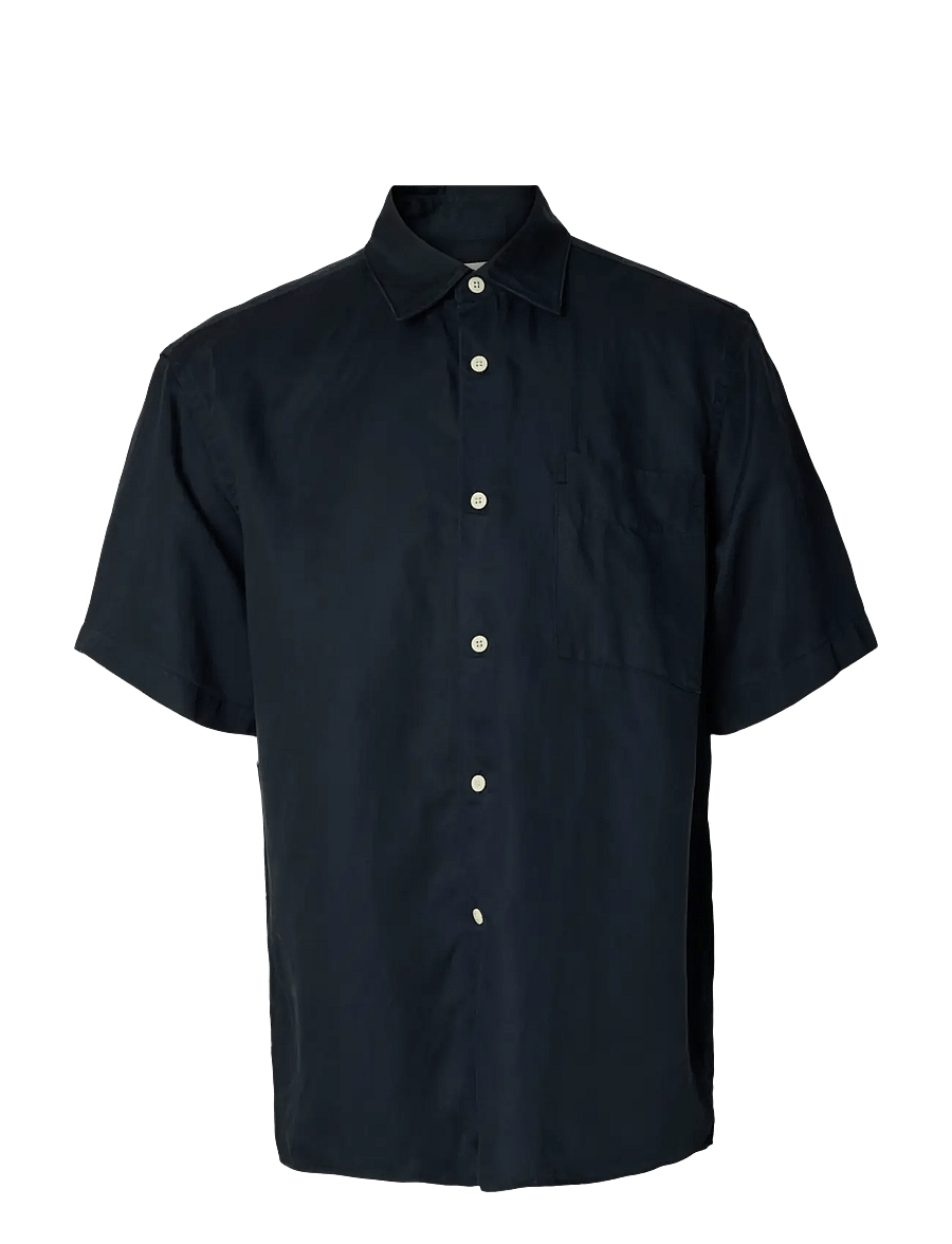 Selected - SLHRLXMIKA TENCEL BLEND SS SHIRT - kurzarmhemden - sky captain - 0