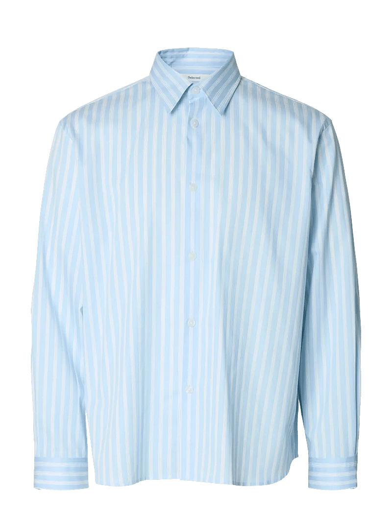 Selected - SLHRLXGEORGE DOBBY LS SHIRT - gestreifte hemden - cashmere blue - 0