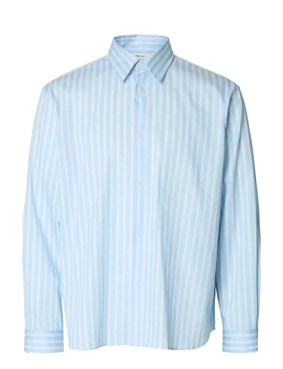 Selected - SLHRLXGEORGE DOBBY LS SHIRT - stribede skjorter - cashmere blue - 0
