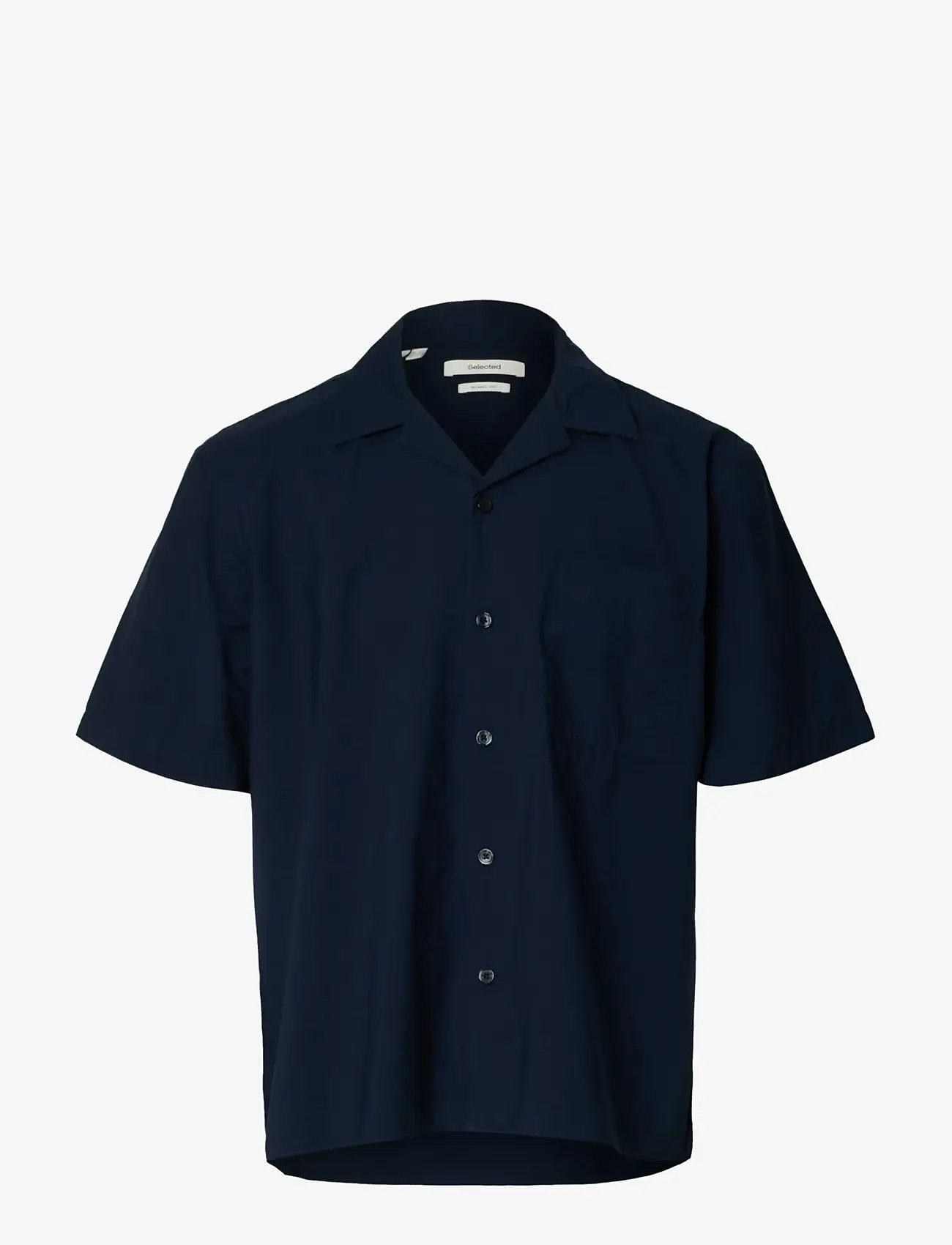 Selected - SLHRLXOTIS LIGHT COTTON BLEND SS SHIRT - short-sleeved shirts - sky captain - 1
