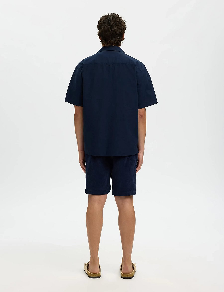 Selected - SLHRLXOTIS LIGHT COTTON BLEND SS SHIRT - kurzarmhemden - sky captain - 2