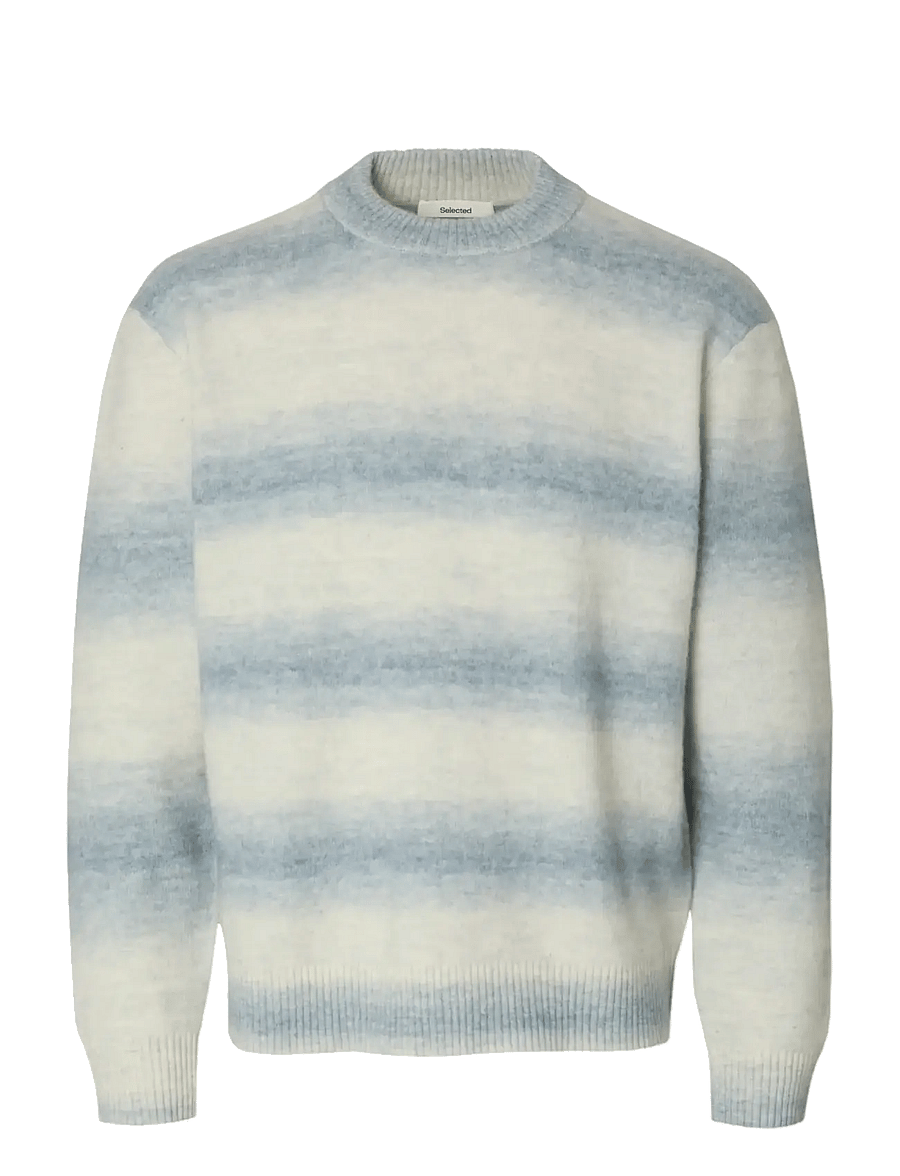 Selected - SLHMIVO LS RELAXED SPACE DYED CREW NECK - rund hals - dusty blue - 1