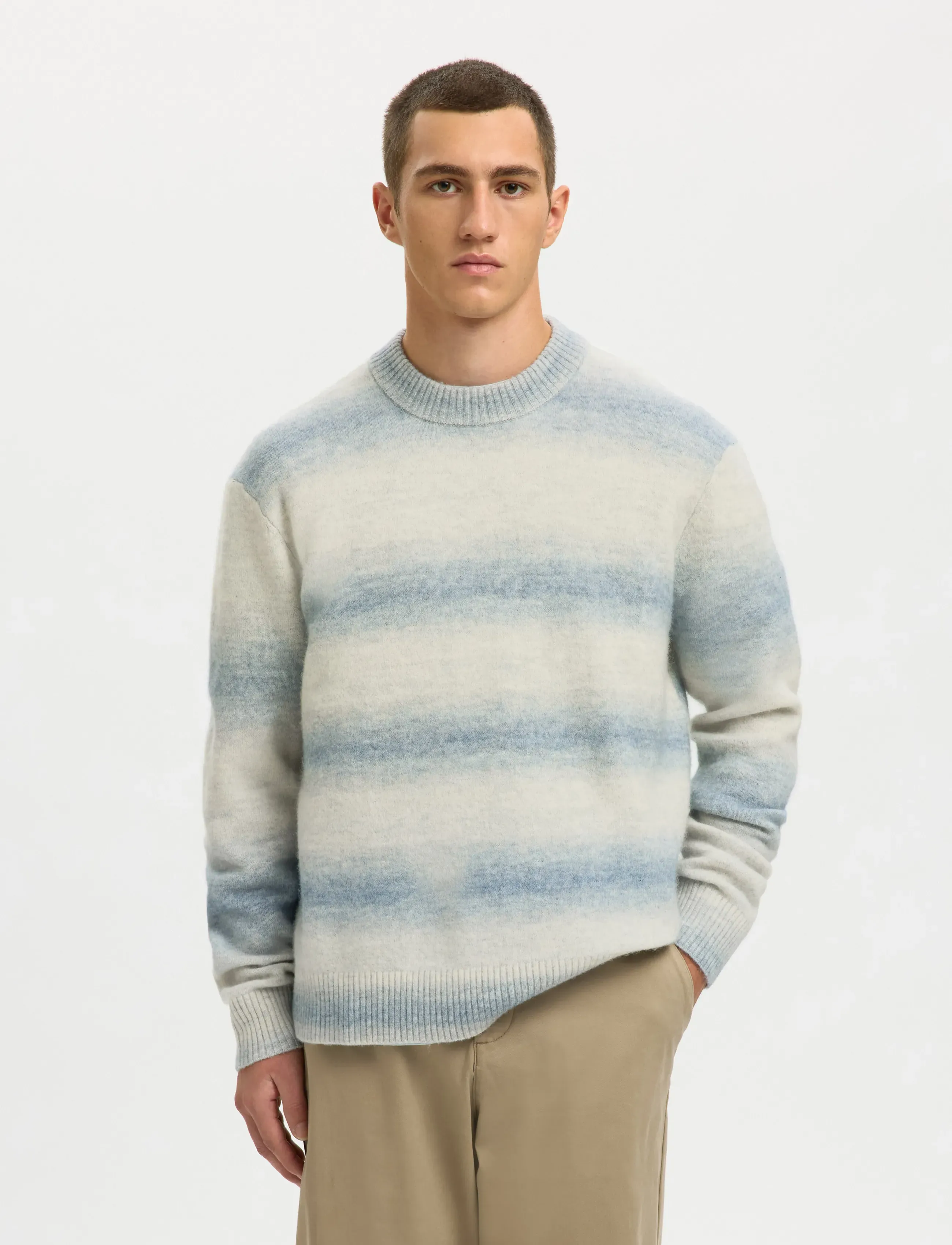 Selected SLHMIVO LS RELAXED SPACE DYED CREW NECK - Kollektionen - DUSTY BLUE / blue