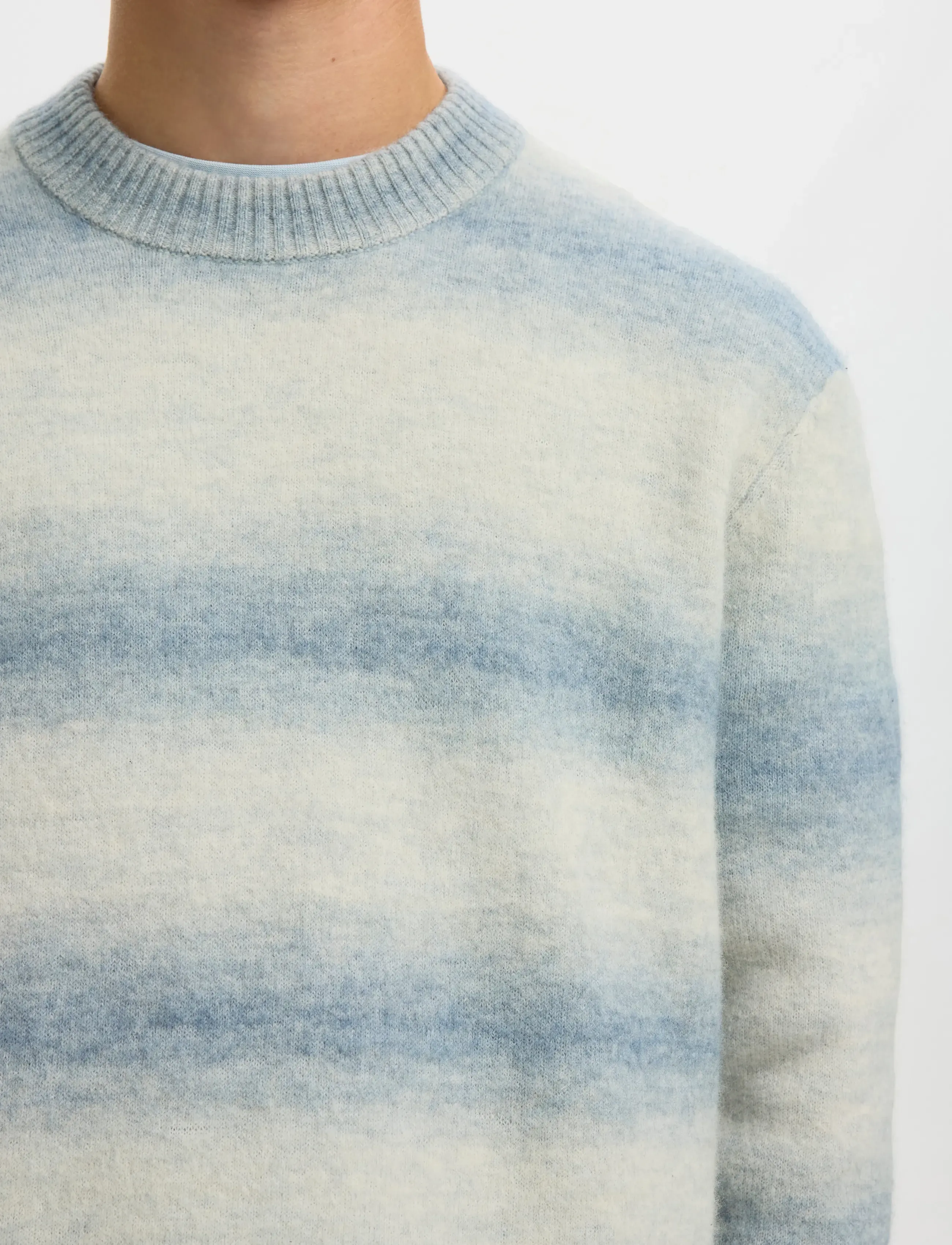 Selected - SLHMIVO LS RELAXED SPACE DYED CREW NECK - rund hals - dusty blue - 4