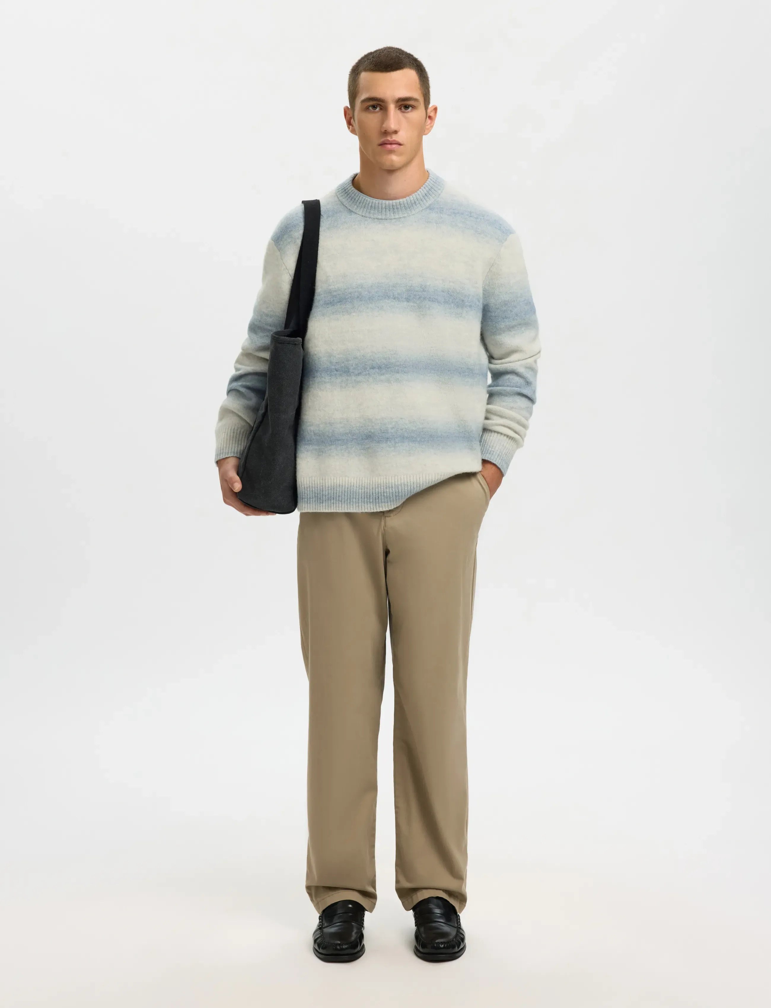 Selected - SLHMIVO LS RELAXED SPACE DYED CREW NECK - rund hals - dusty blue - 5