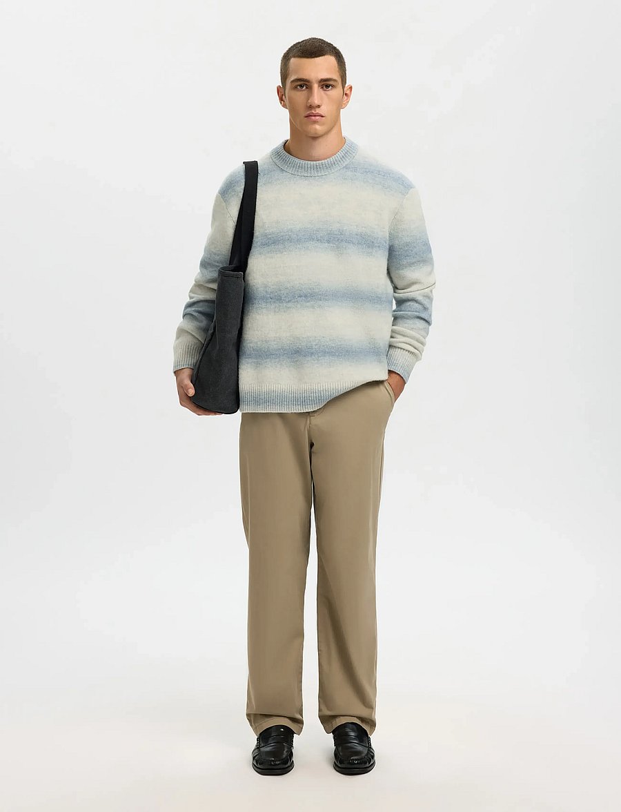 Selected - SLHMIVO LS RELAXED SPACE DYED CREW NECK - rund hals - dusty blue - 5