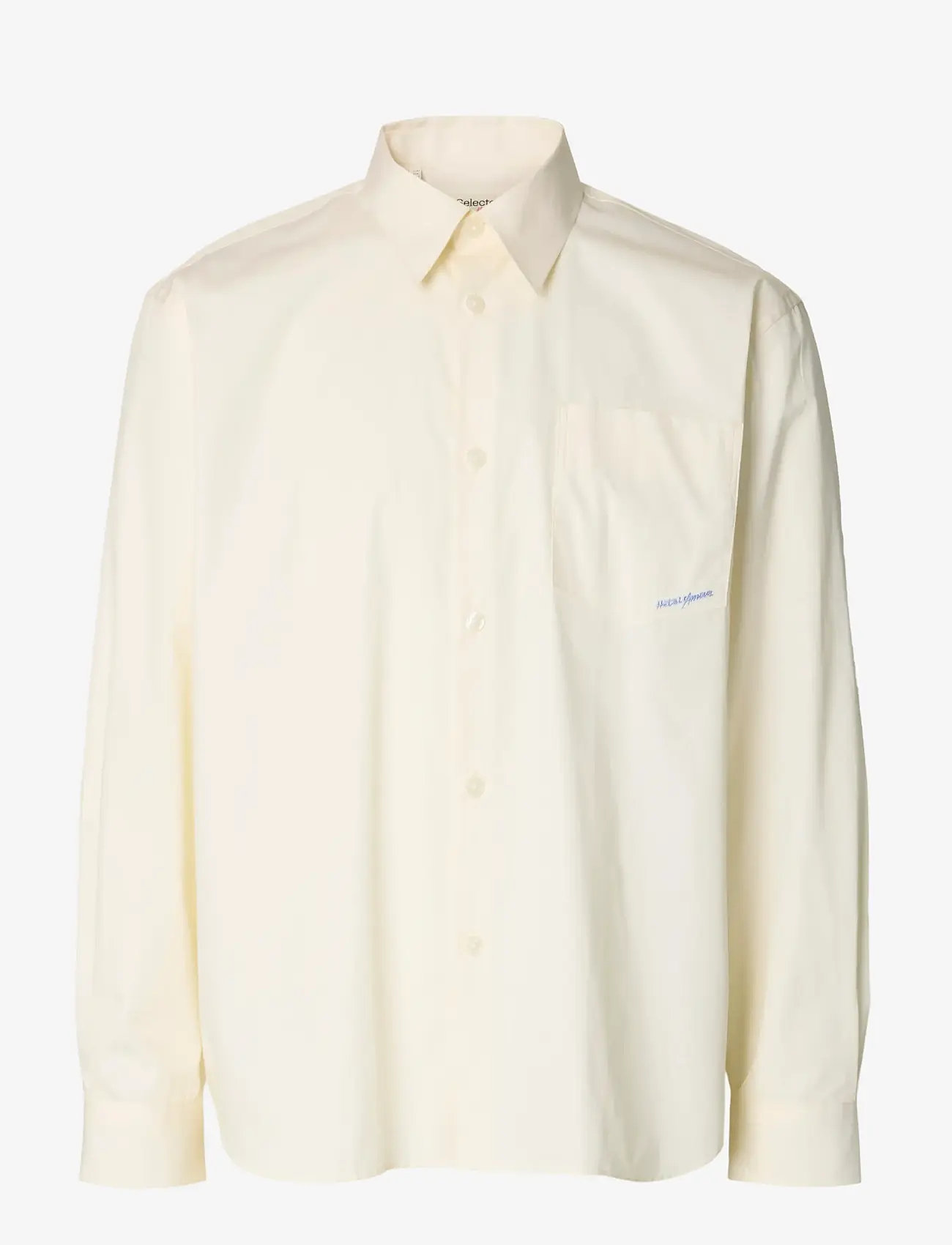 Selected - SLHRLXHOTEL AMOUR EMB LS SHIRT - randiga skjortor - egret - 1
