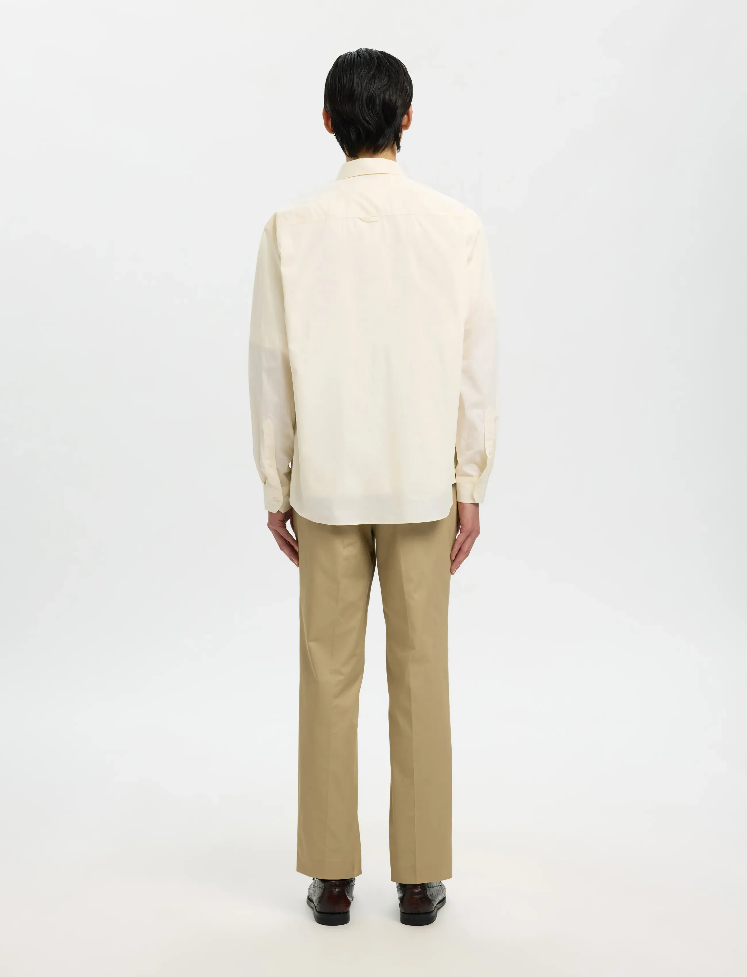 Selected - SLHRLXHOTEL AMOUR EMB LS SHIRT - stribede skjorter - egret - 2