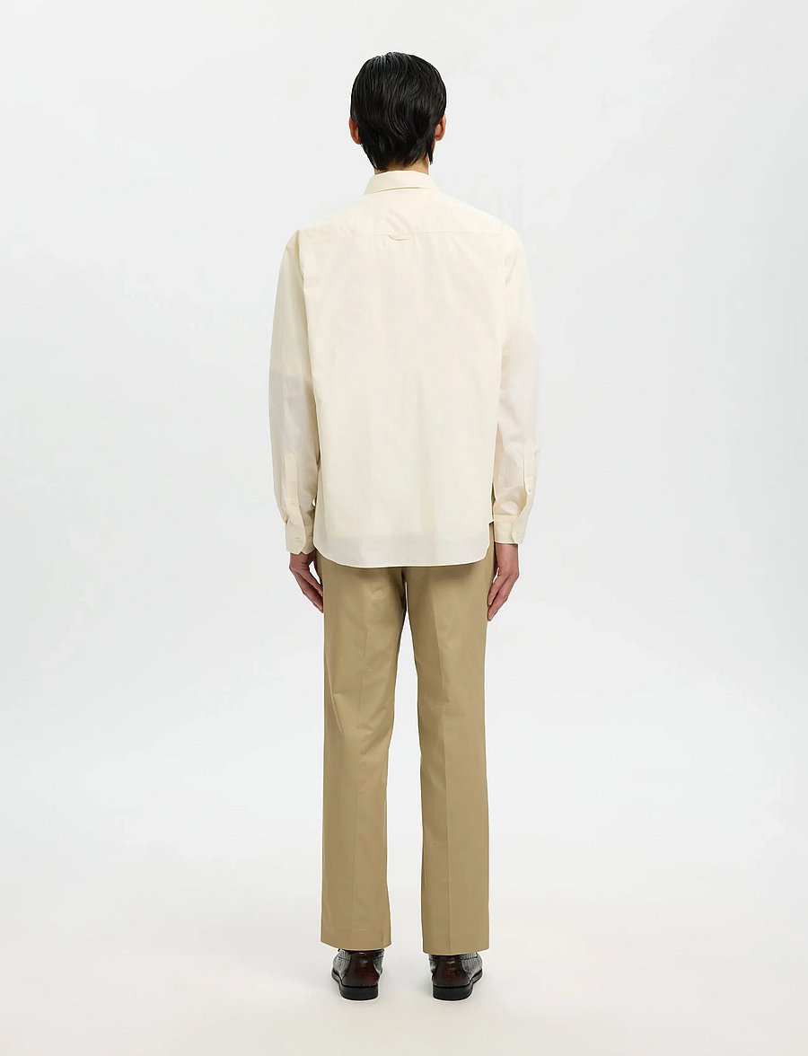 Selected - SLHRLXHOTEL AMOUR EMB LS SHIRT - stribede skjorter - egret - 2