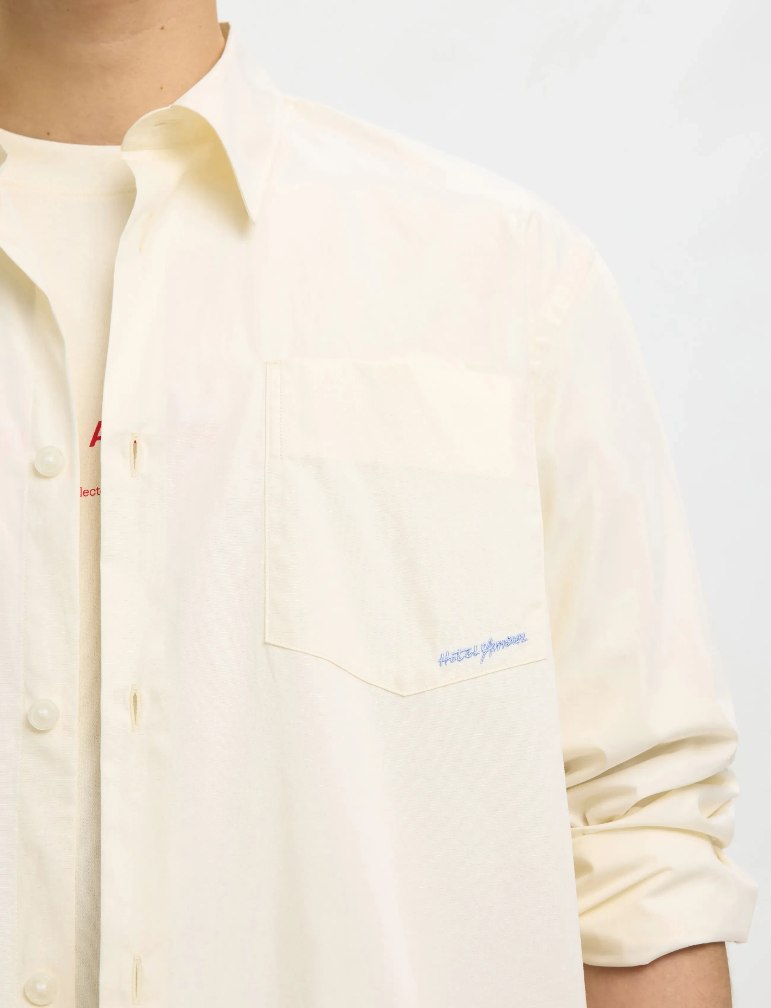 Selected - SLHRLXHOTEL AMOUR EMB LS SHIRT - stribede skjorter - egret - 4