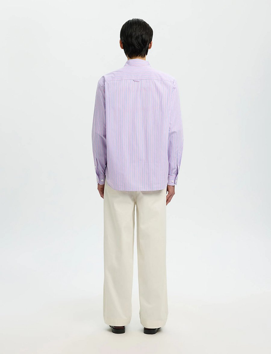 Selected - SLHRLXHOTEL AMOUR EMB LS SHIRT - stribede skjorter - fresh pink - 2
