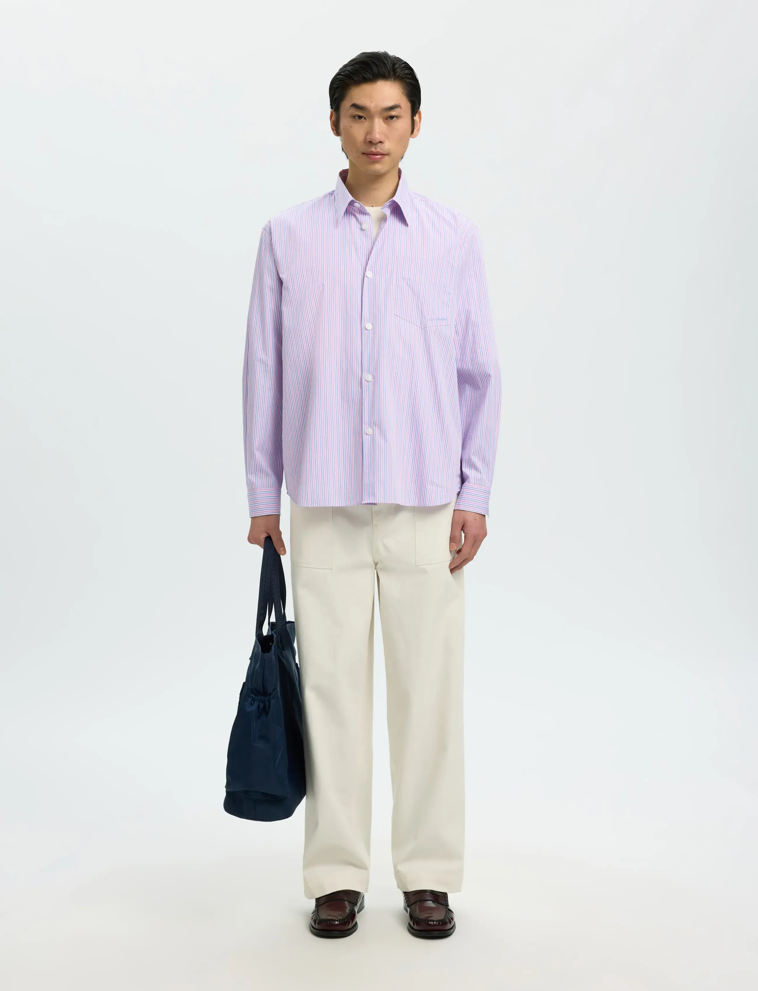 Selected - SLHRLXHOTEL AMOUR EMB LS SHIRT - stribede skjorter - fresh pink - 3
